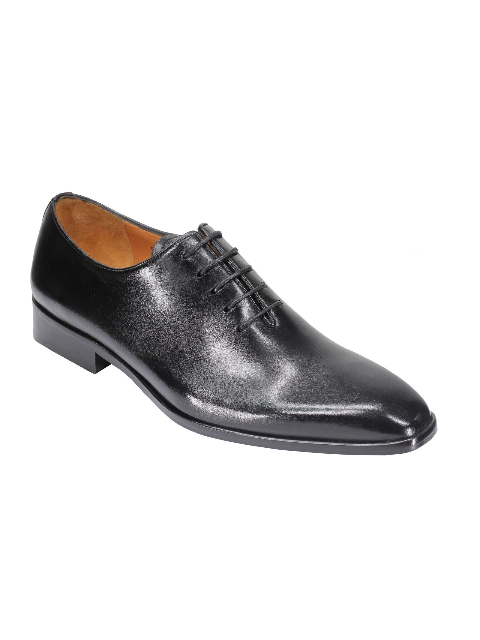 BLACK CALF LEATHER WHOLECUT OXFORD LACE UP SHOES