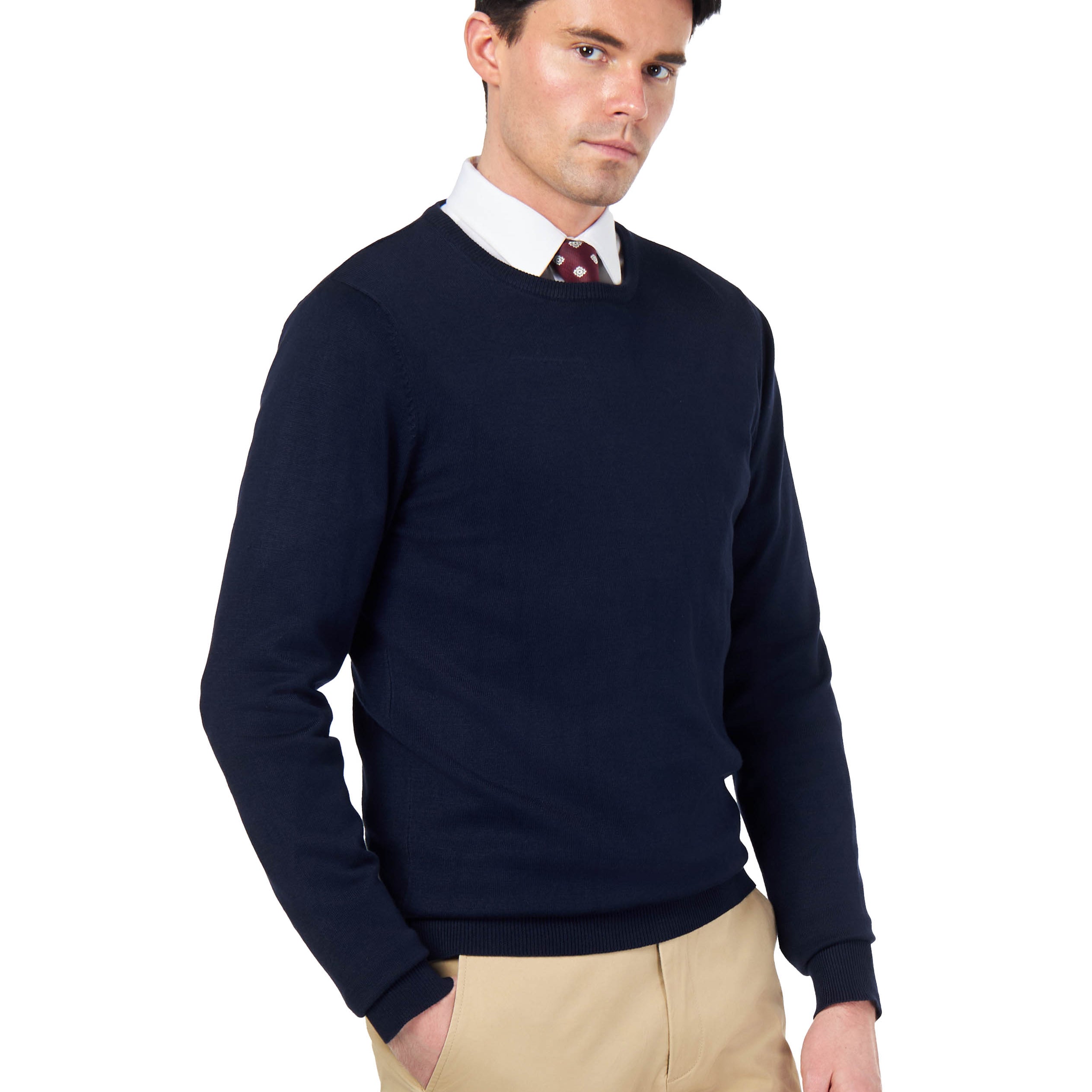 MEN’S PURE COTTON NAVY CREW NECK JUMPER