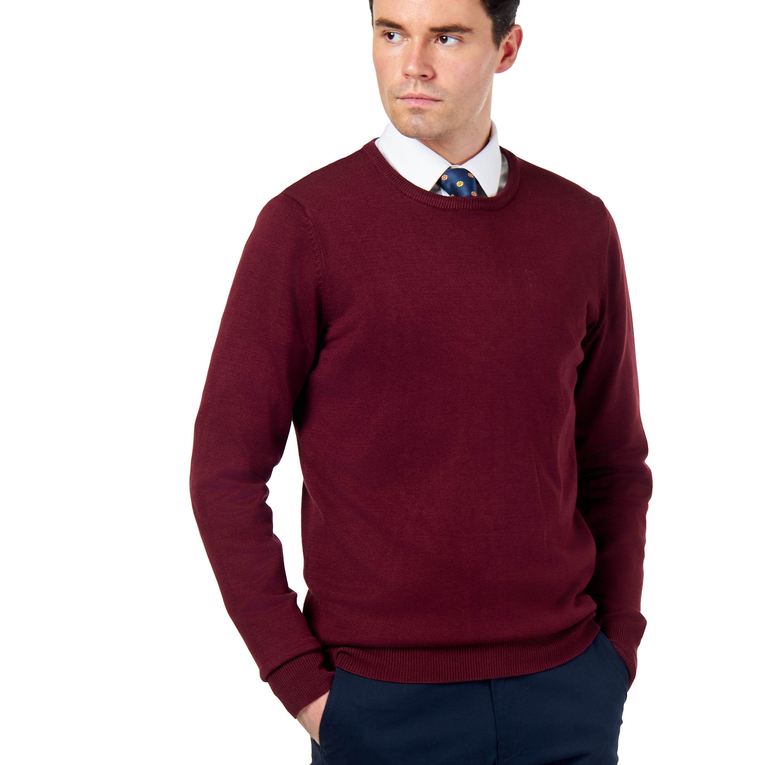 MEN’S PURE COTTON MAROON CREW NECK JUMPER