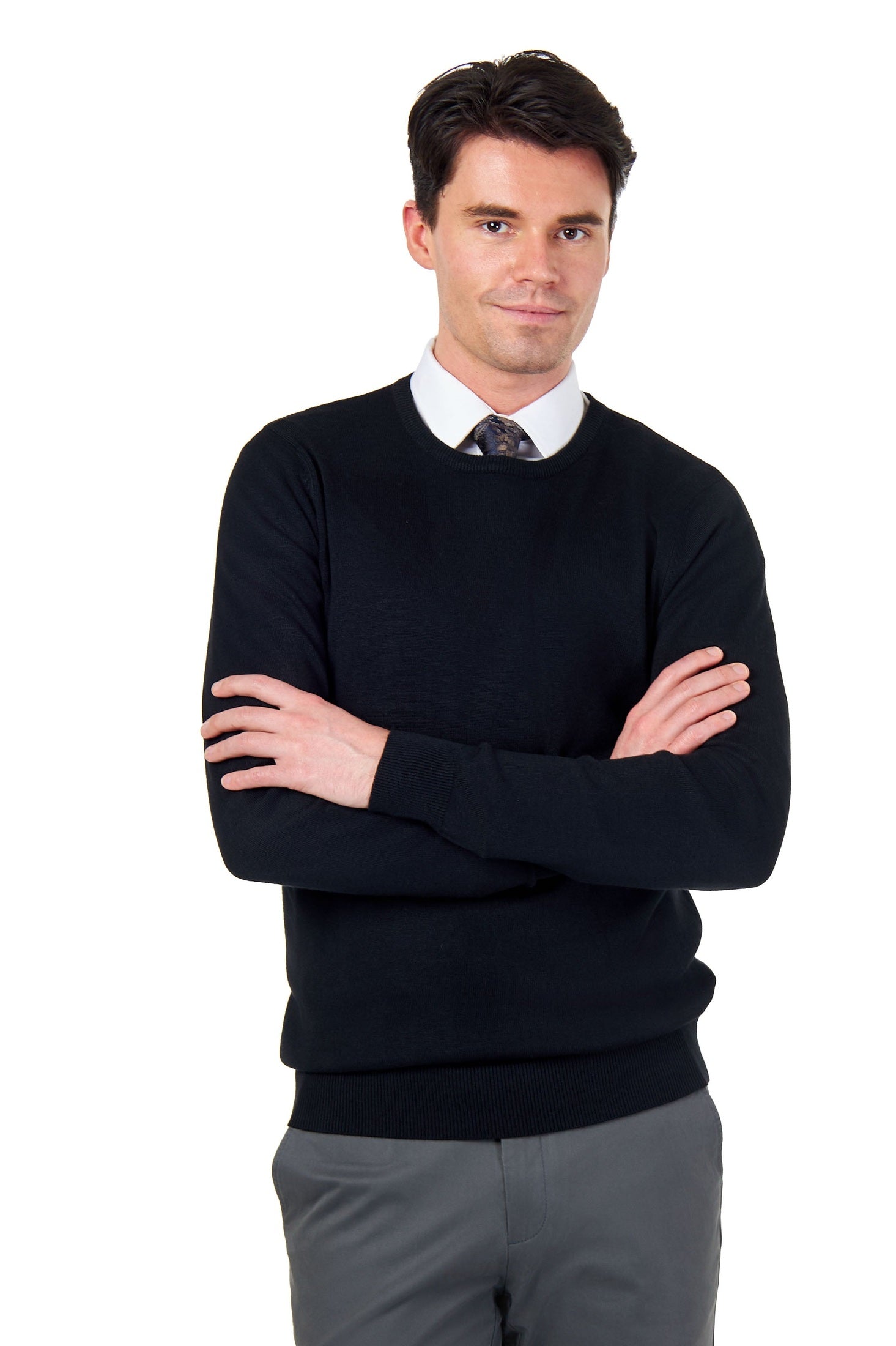 MEN’S PURE COTTON BLACK CREW NECK JUMPER