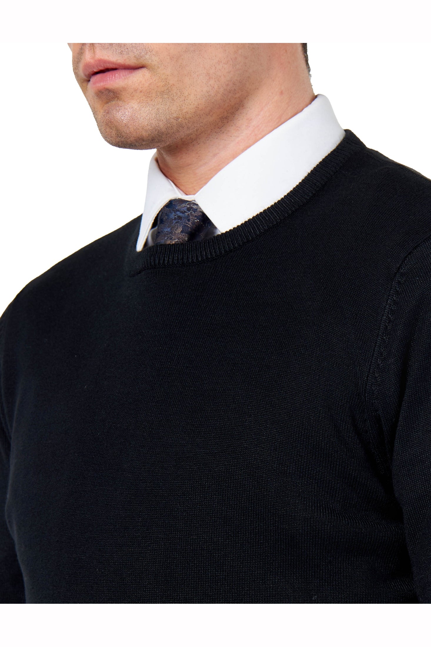 MEN’S PURE COTTON BLACK CREW NECK JUMPER