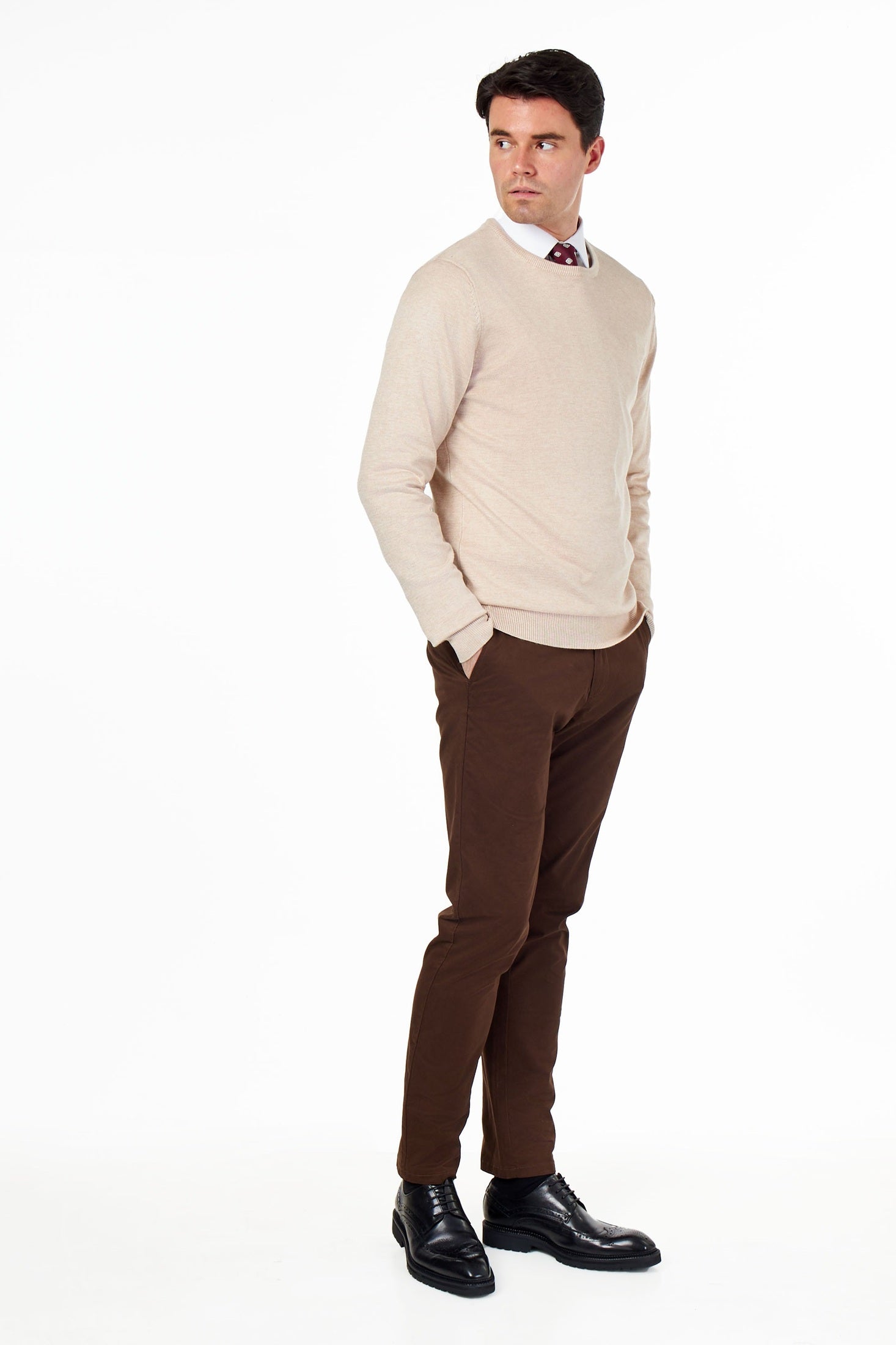 MEN’S PURE COTTON CREAM CREW NECK JUMPER