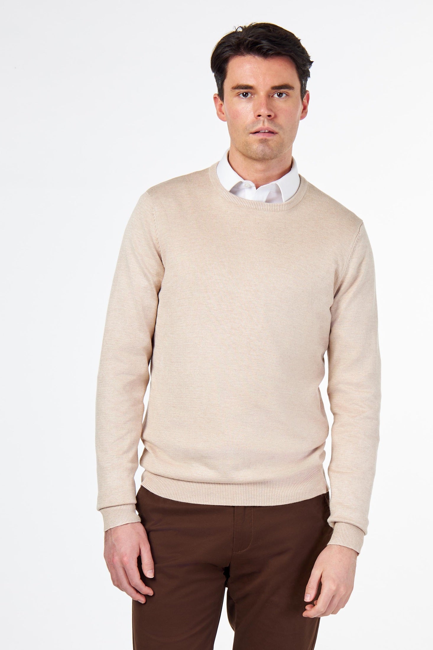 MEN’S PURE COTTON CREAM CREW NECK JUMPER