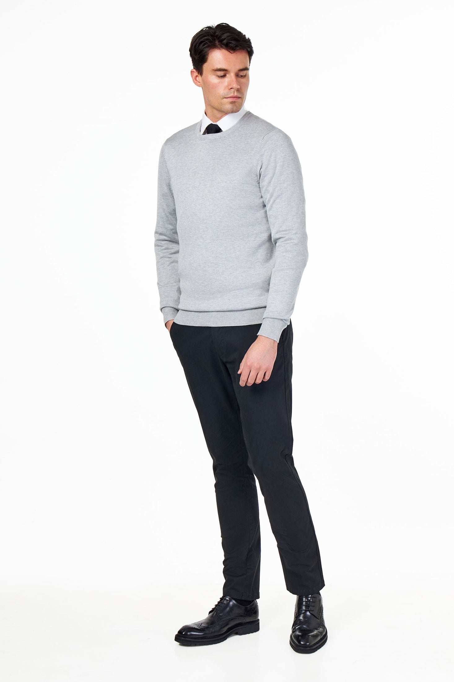 MEN’S PURE COTTON LIGHT GREY CREW NECK JUMPER