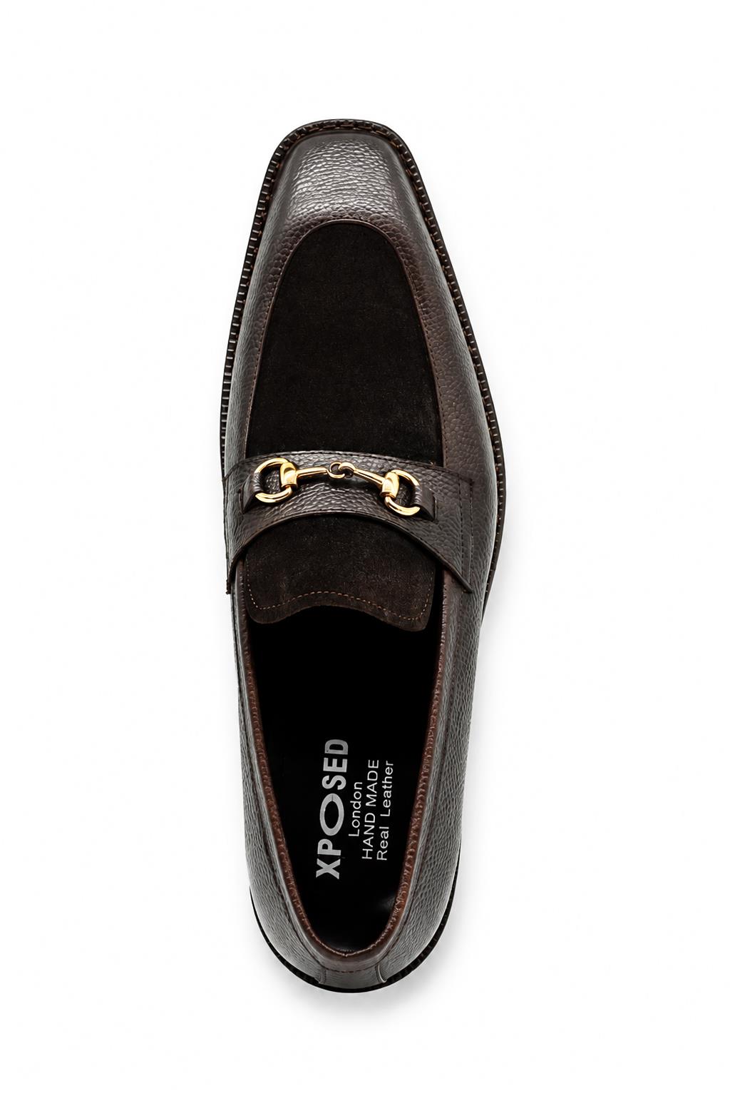 DEXTER Men’s Brown Leather & Suede snaffle Loafers Sartorial Shoes