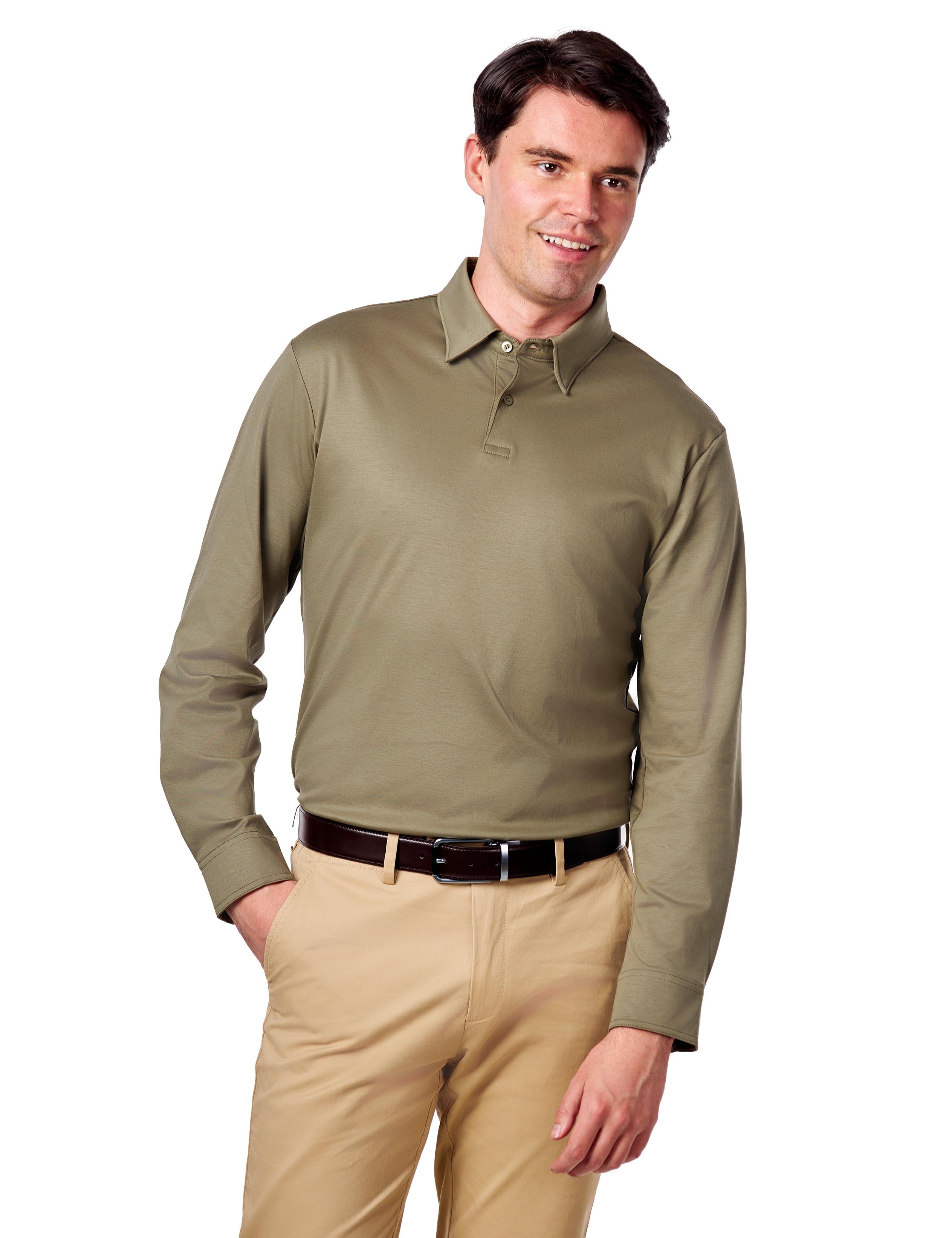Mercerised Cotton Polo Shirts Long Sleeve