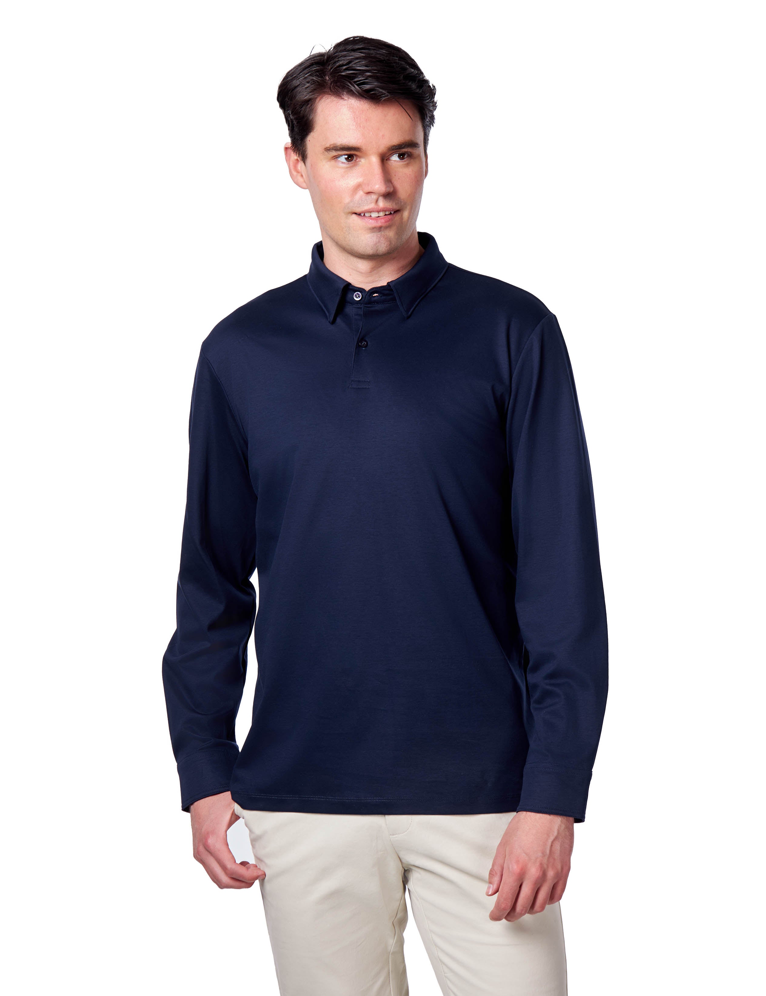 Mercerised Cotton Polo Shirts Long Sleeve