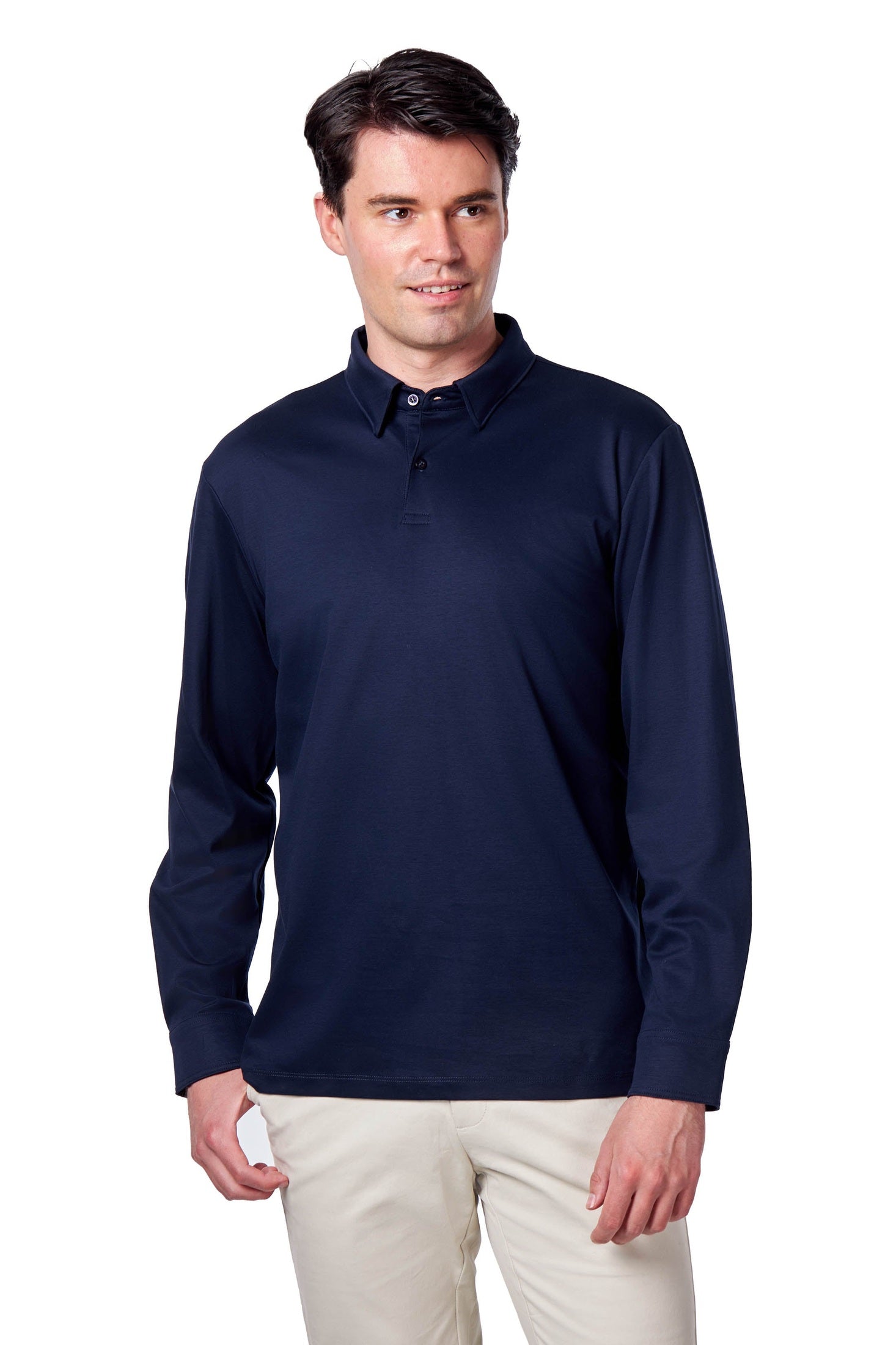 Mercerised Cotton Polo Shirts Long Sleeve