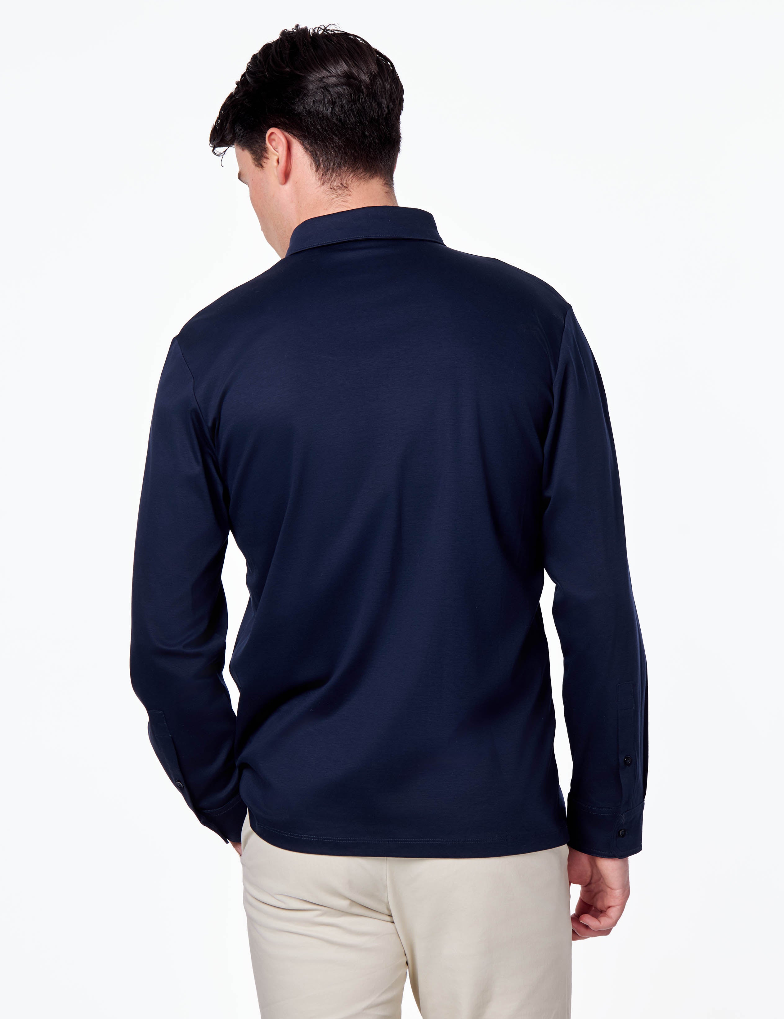 Mercerised Cotton Polo Shirts Long Sleeve