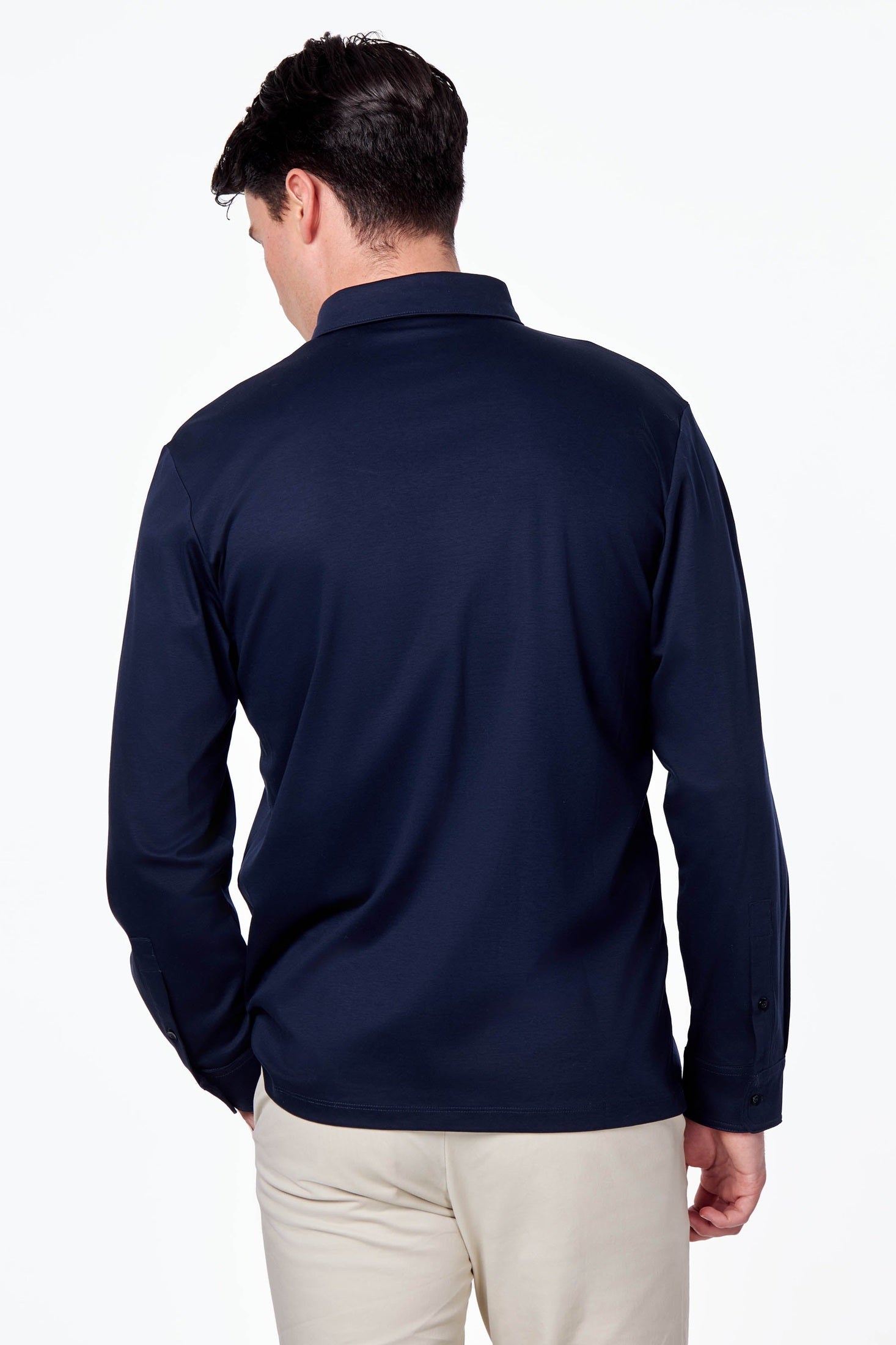 Mercerised Cotton Polo Shirts Long Sleeve