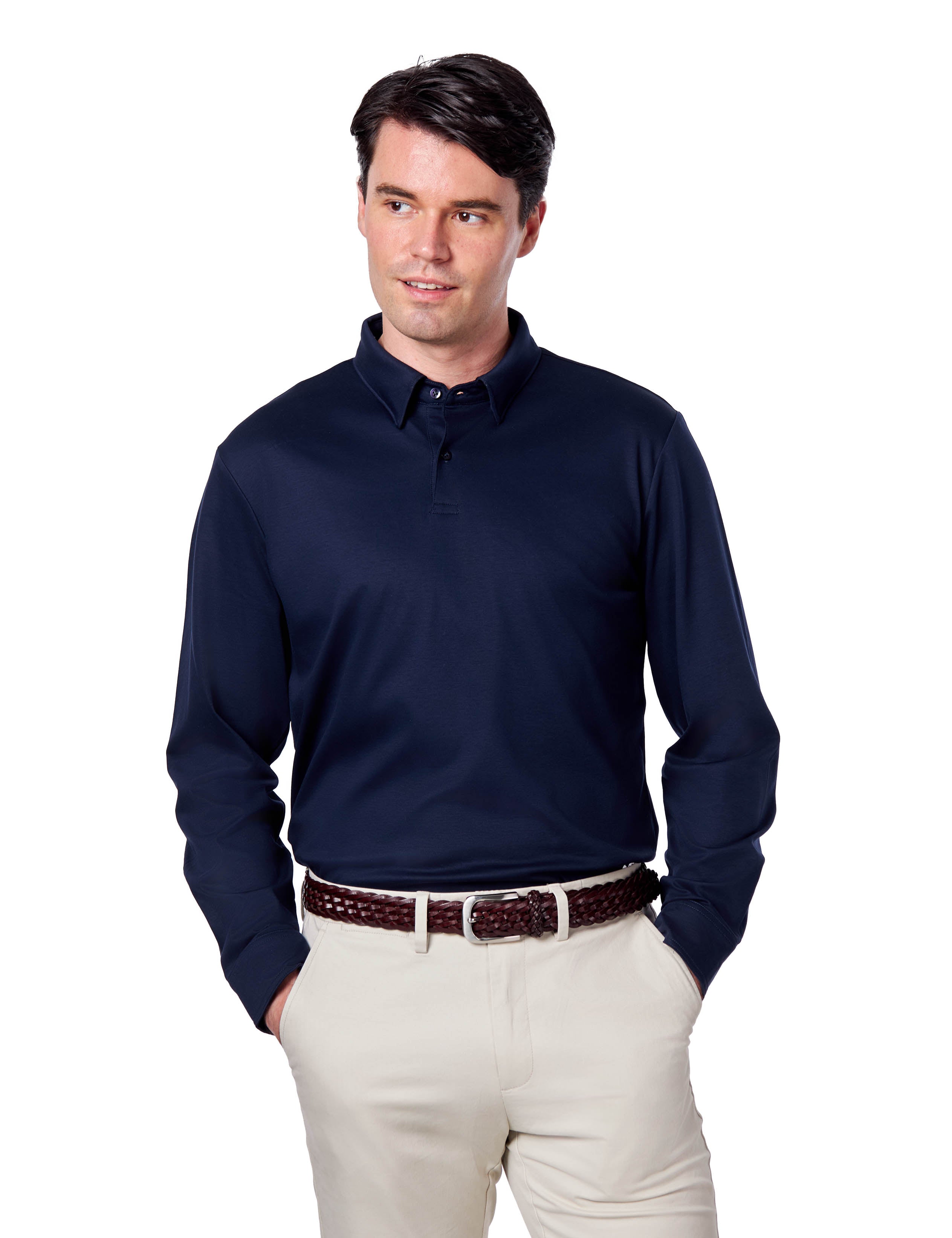 Mercerised Cotton Polo Shirts Long Sleeve