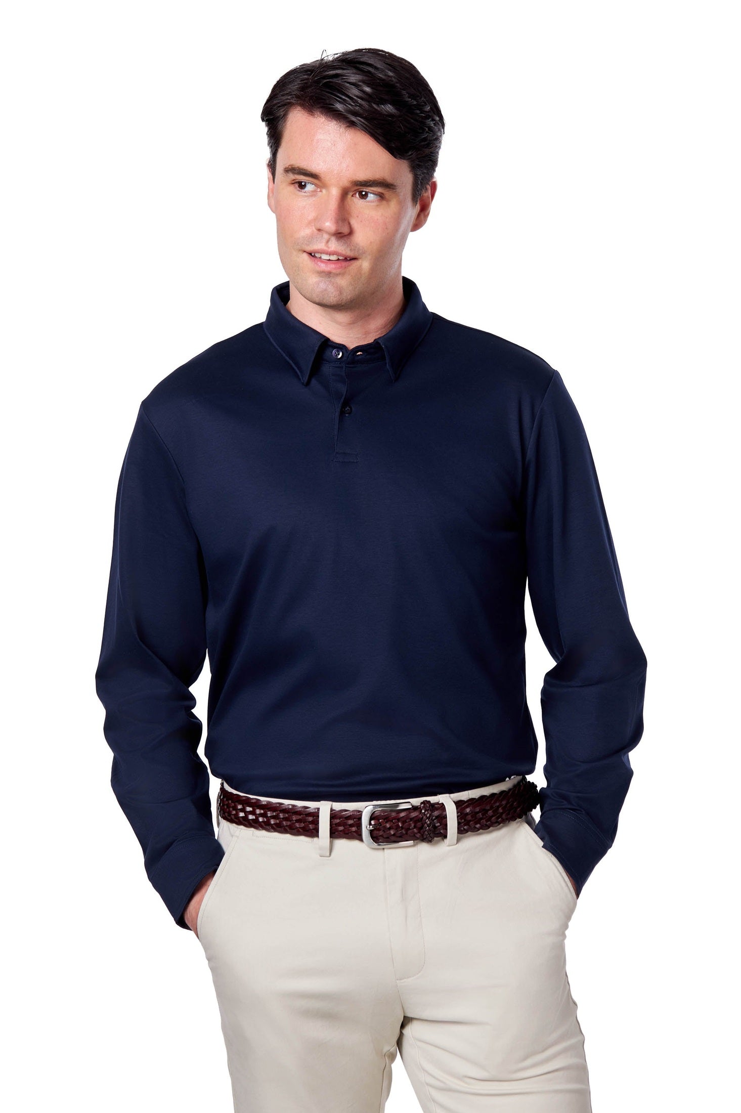 Mercerised Cotton Polo Shirts Long Sleeve