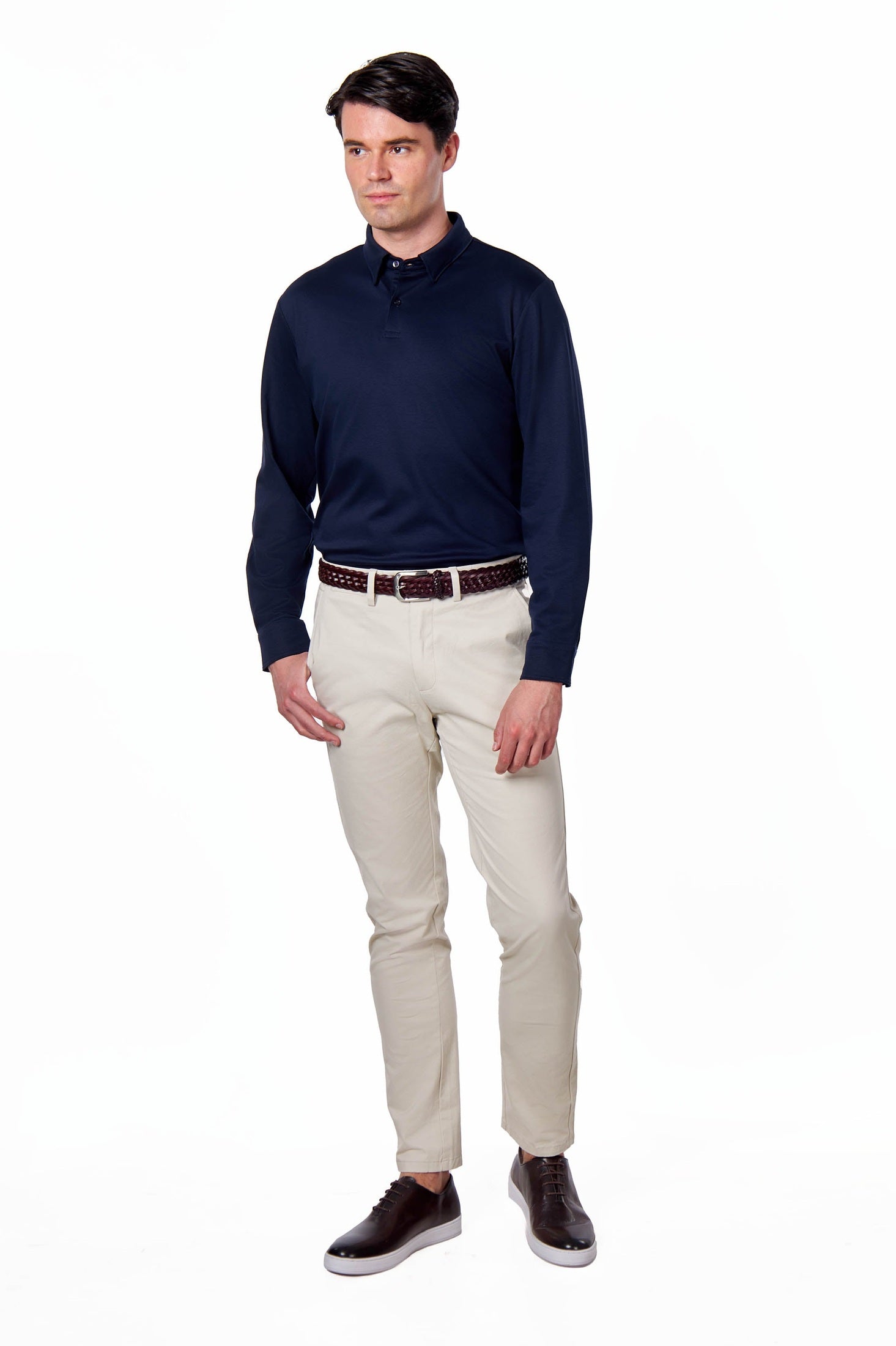 Mercerised Cotton Polo Shirts Long Sleeve