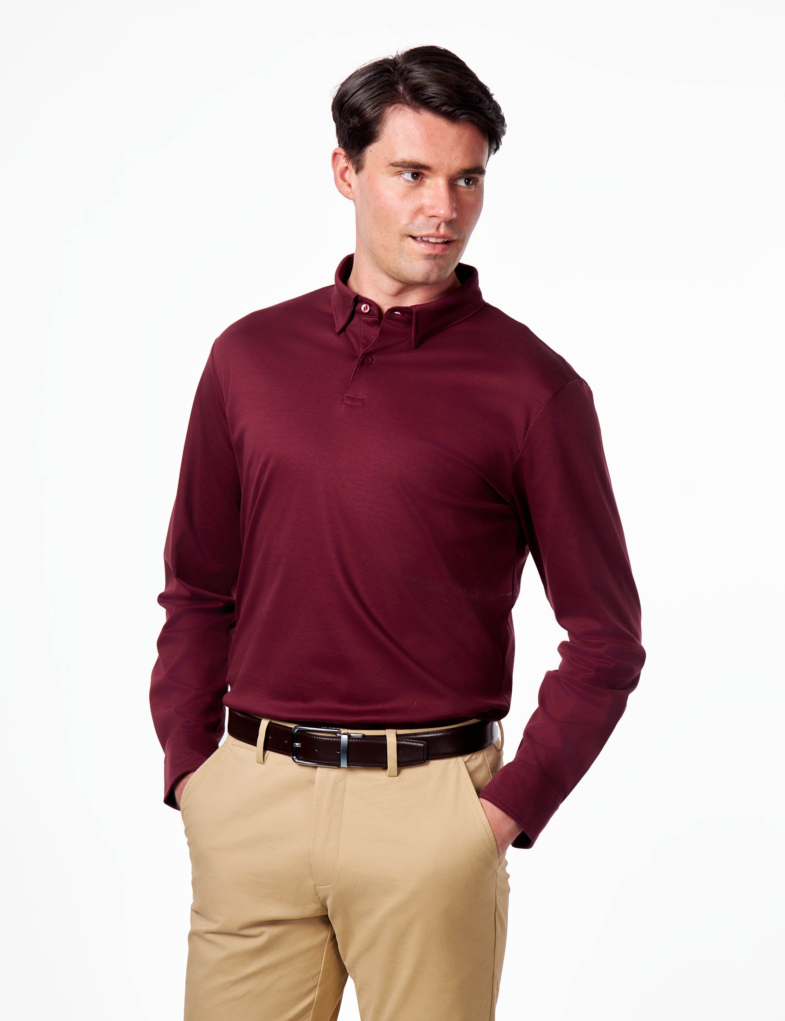 Mercerised Cotton Polo Shirts Long Sleeve