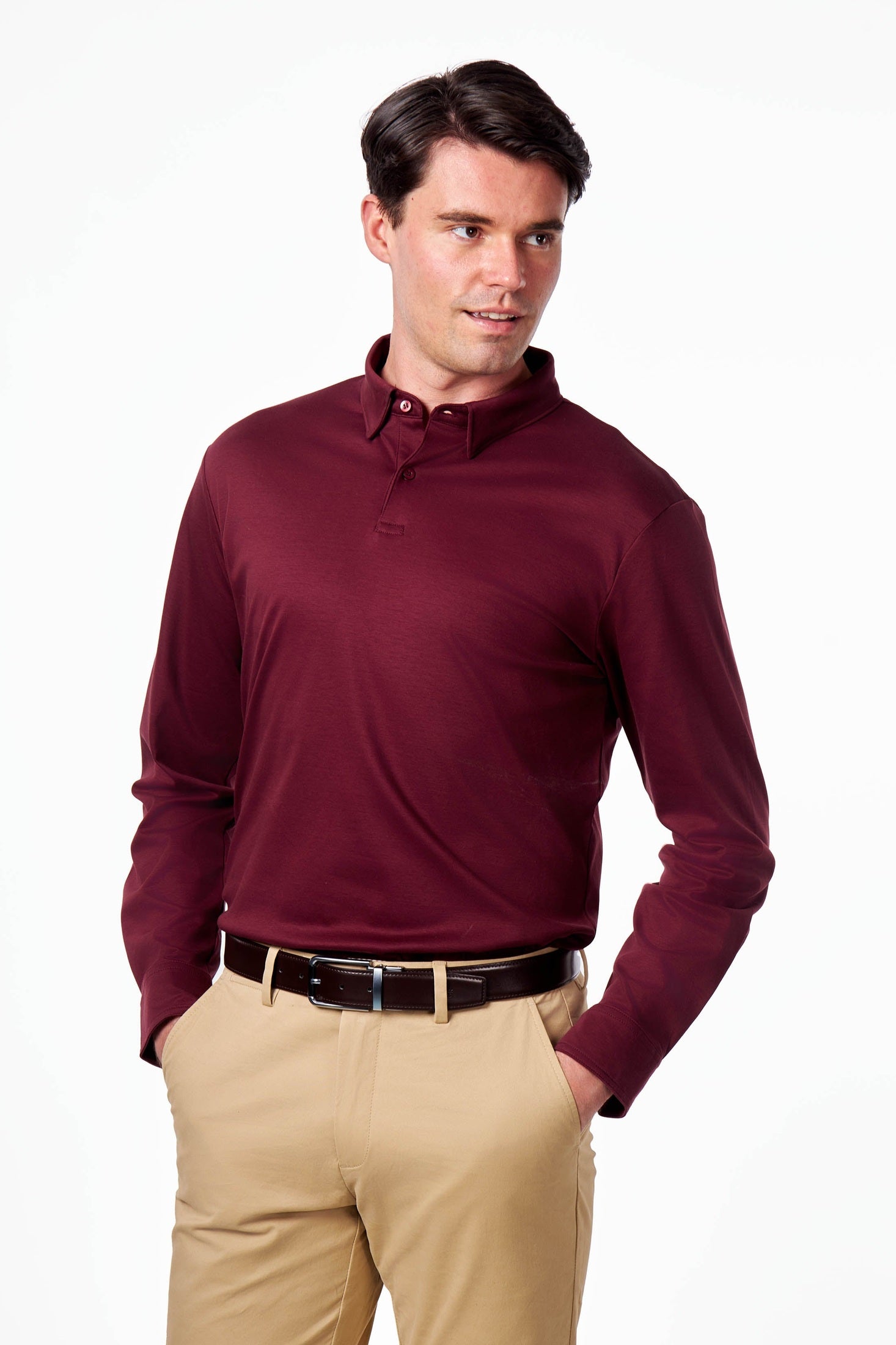 Mercerised Cotton Polo Shirts Long Sleeve