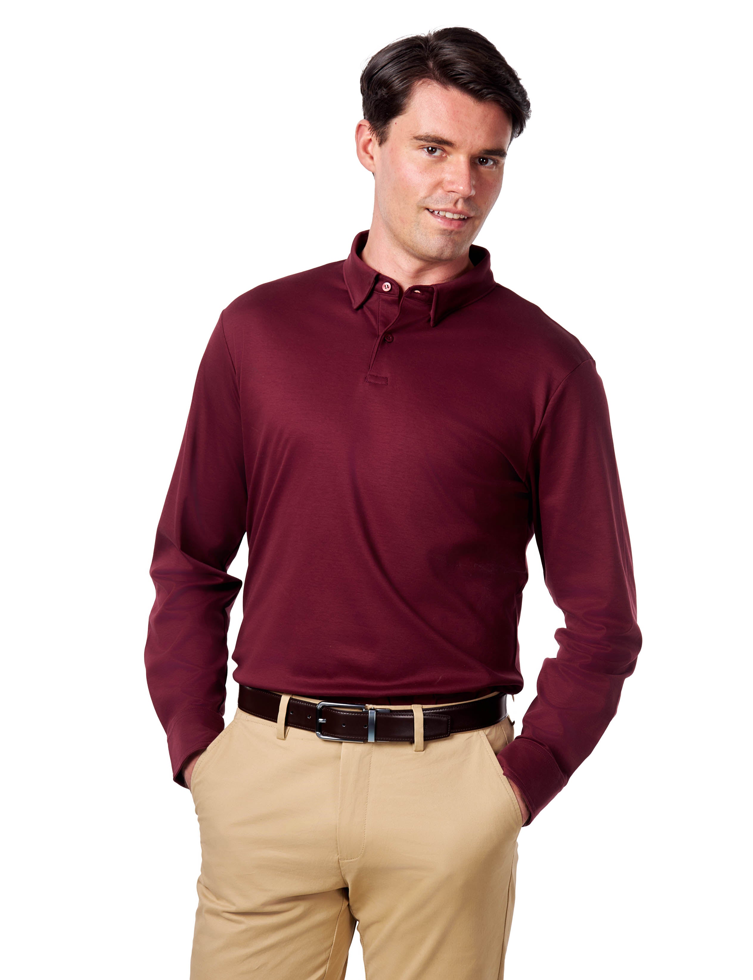 Mercerised Cotton Polo Shirts Long Sleeve