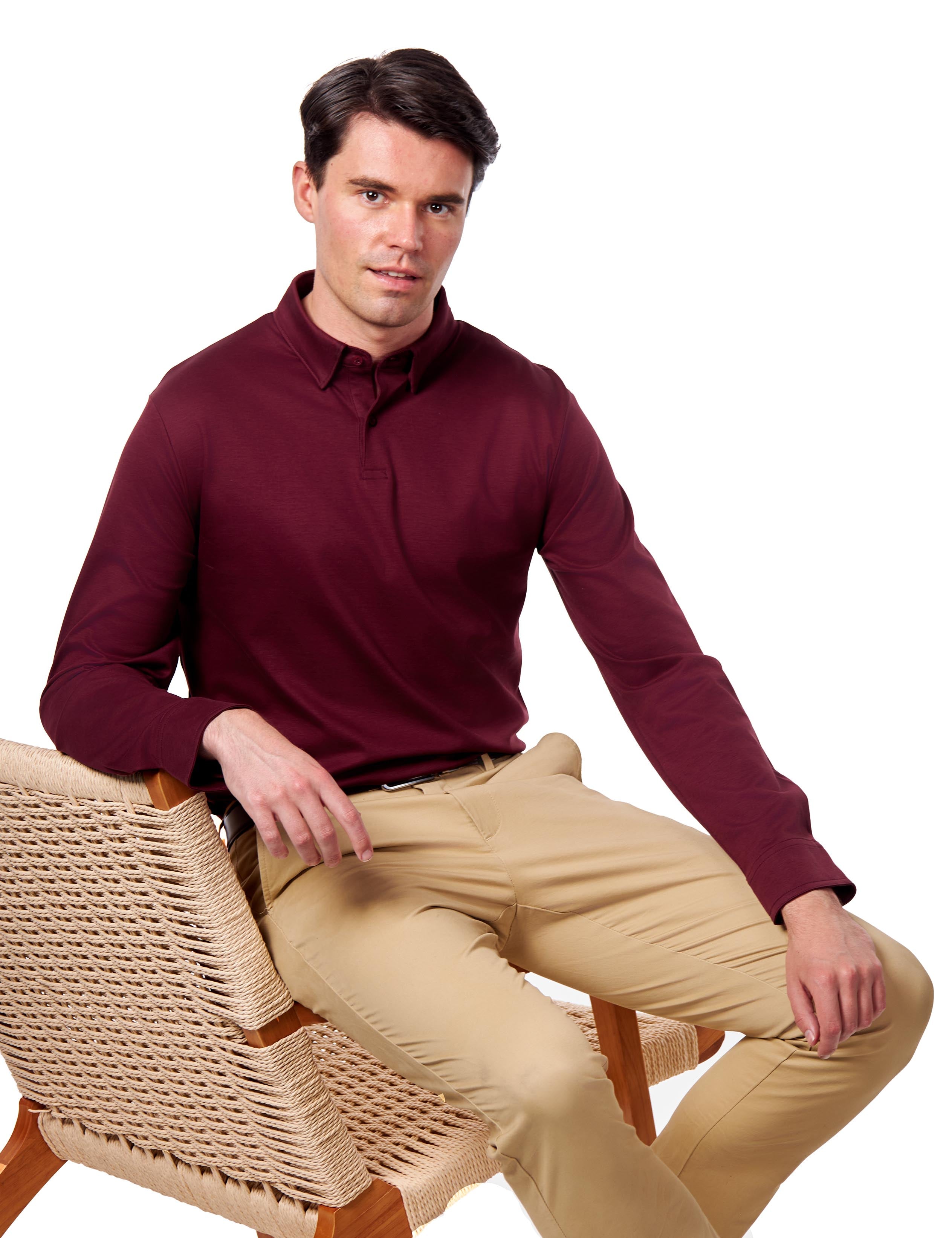 Mercerised Cotton Polo Shirts Long Sleeve