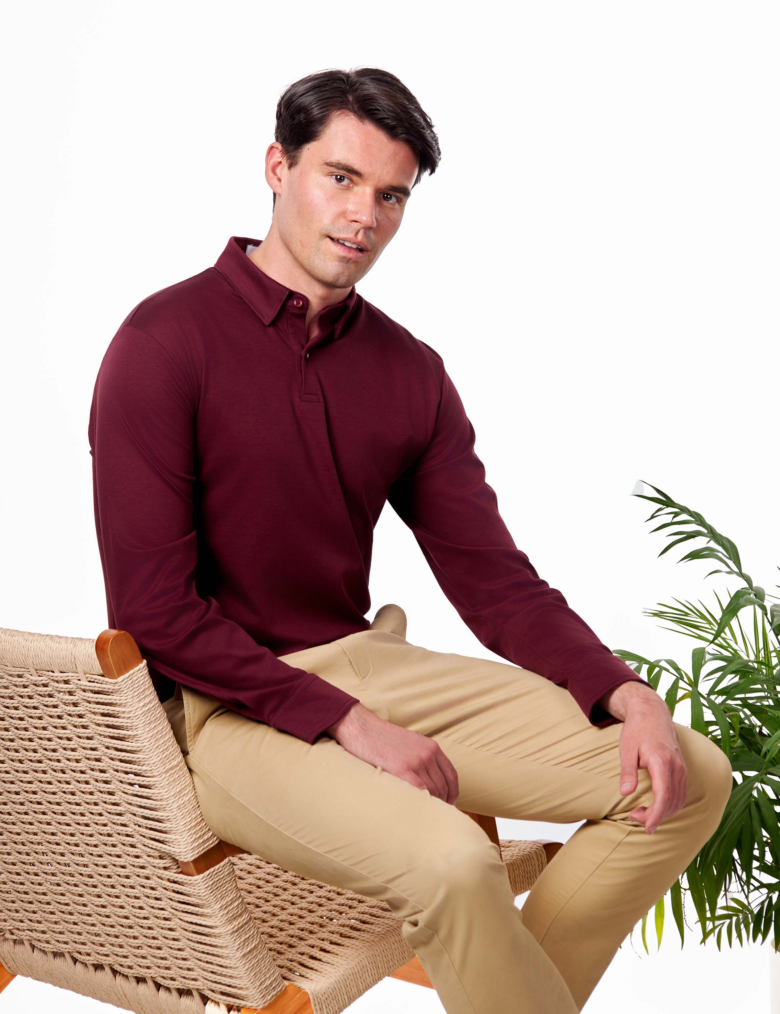 Mercerised Cotton Polo Shirts Long Sleeve