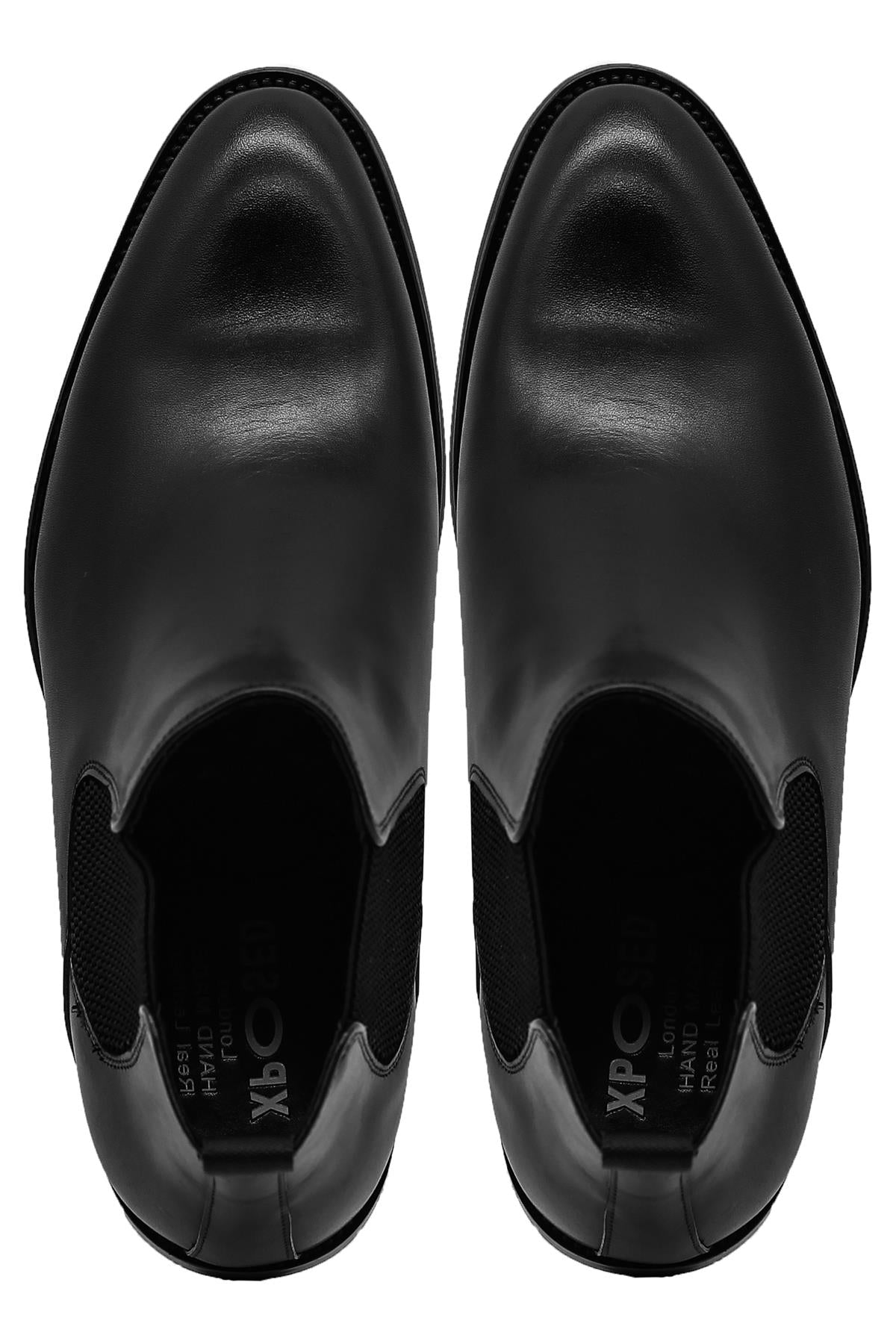 REMY Men’s Black Polished Leather Chelsea Boots Sartorial Shoes