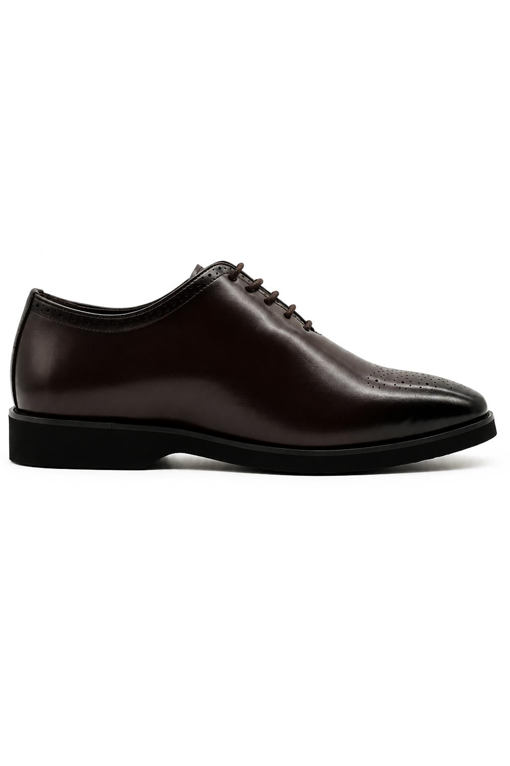 Men's Brown Faux Leather Whole-Cut Oxford Brogue Shoes Sartorial Shoes