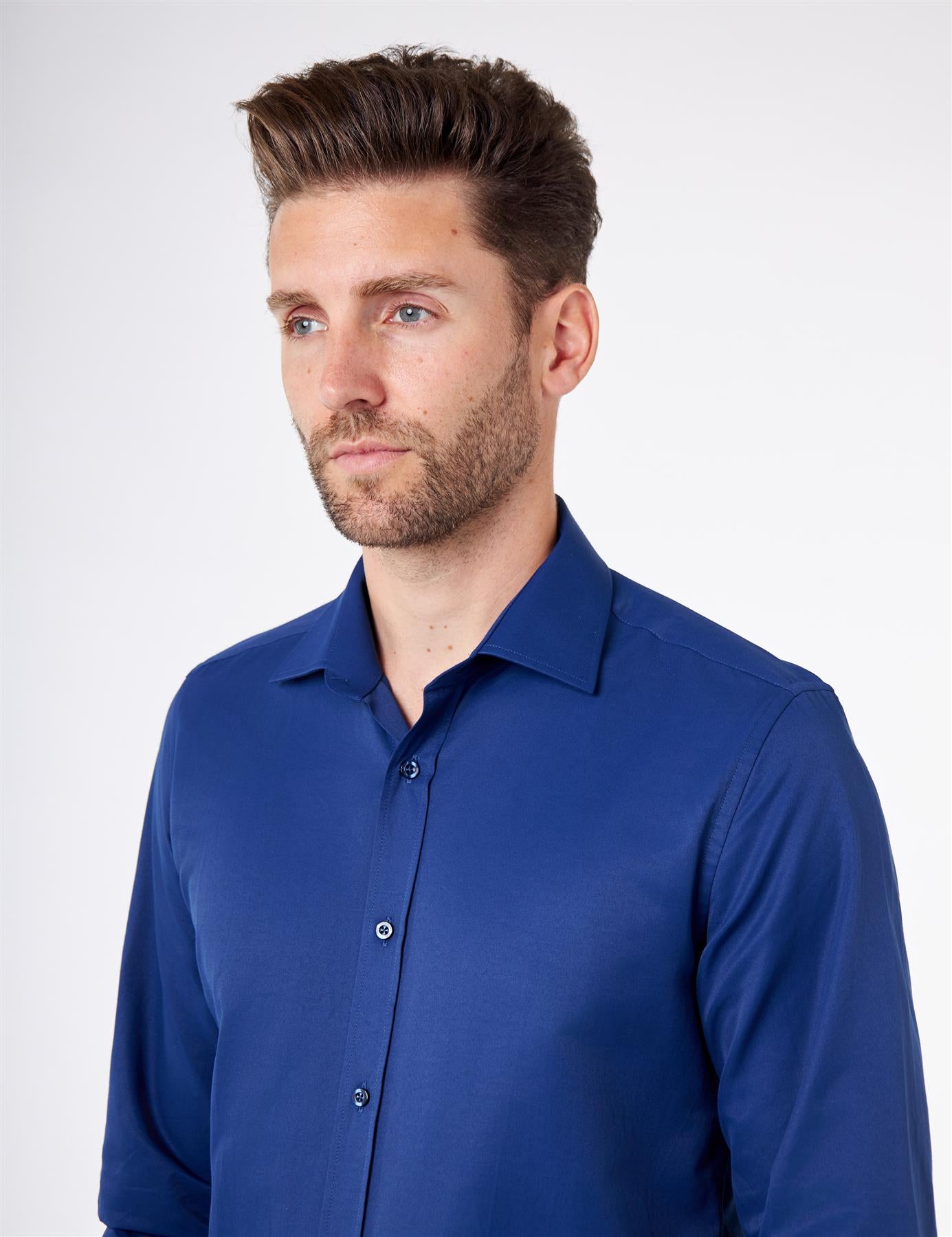 CLASSIC NAVY SINGLE CUFF TAILORED FIT SHIRT