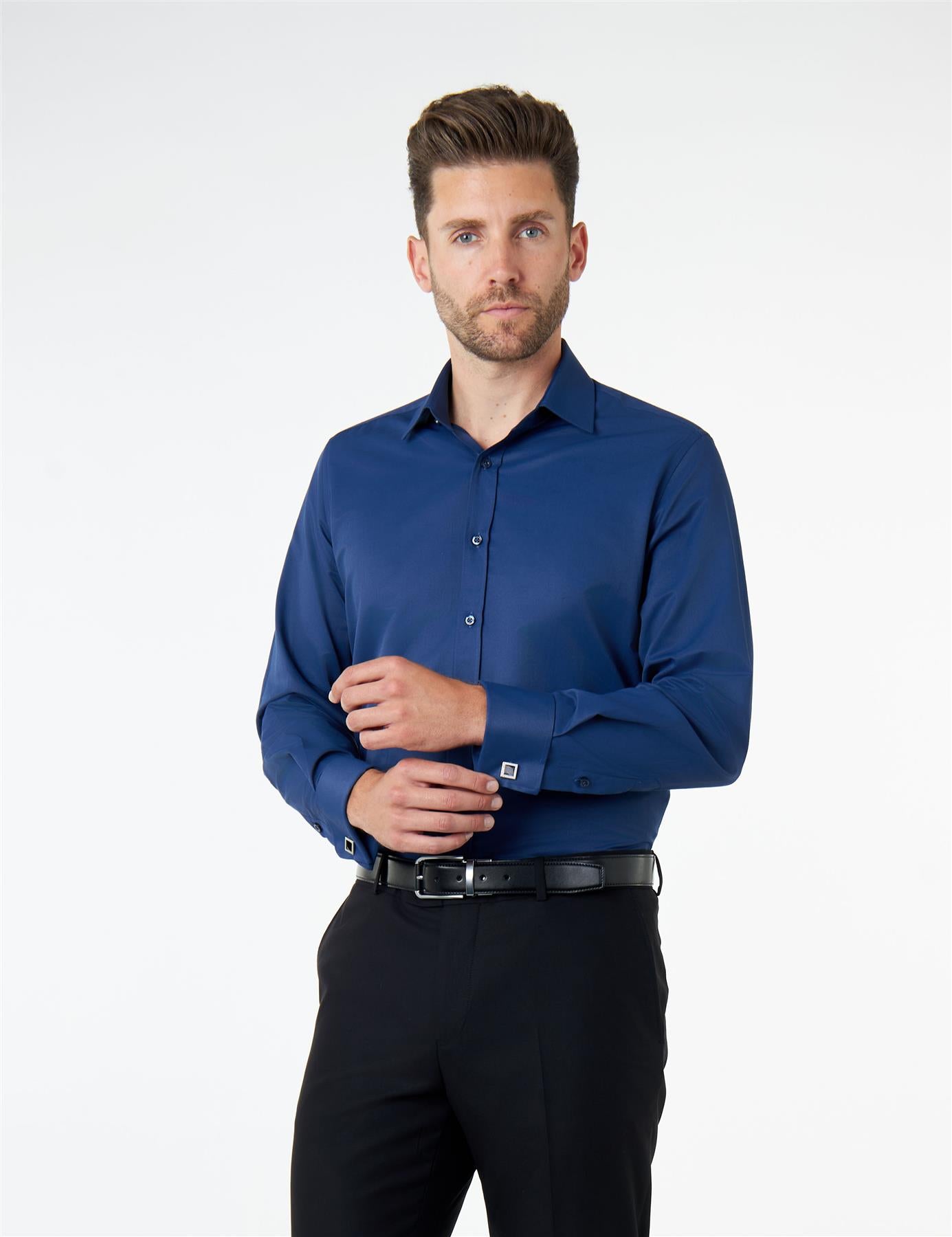 CLASSIC NAVY DOUBLE CUFF SHIRT