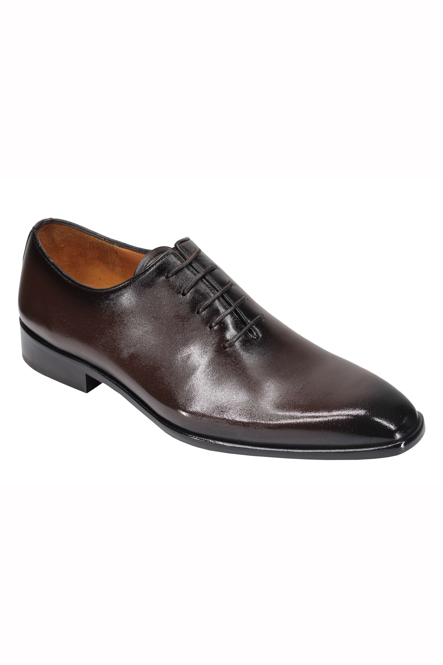 CALF LEATHER WHOLECUT OXFORD LACE UP SHOES IN BROWN
