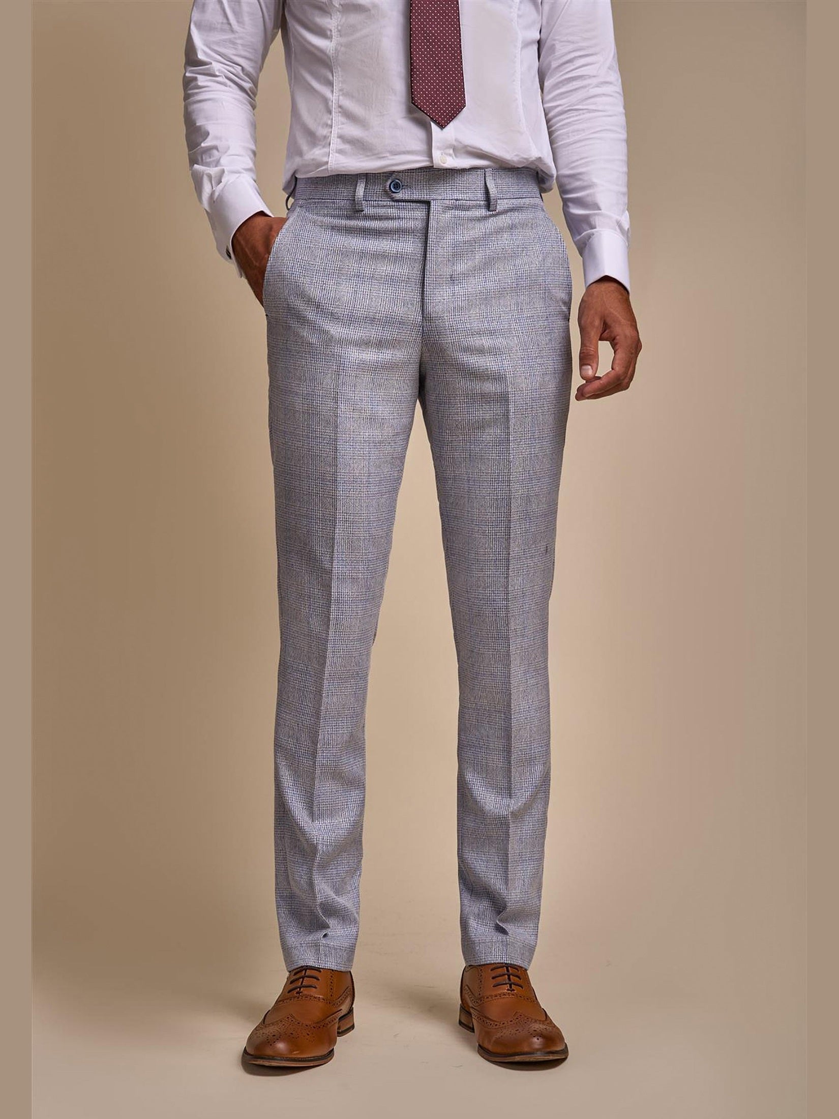 MENS CARIDI SKY BLUE TAILORED FIT THREE PIECE SUIT CAVANI