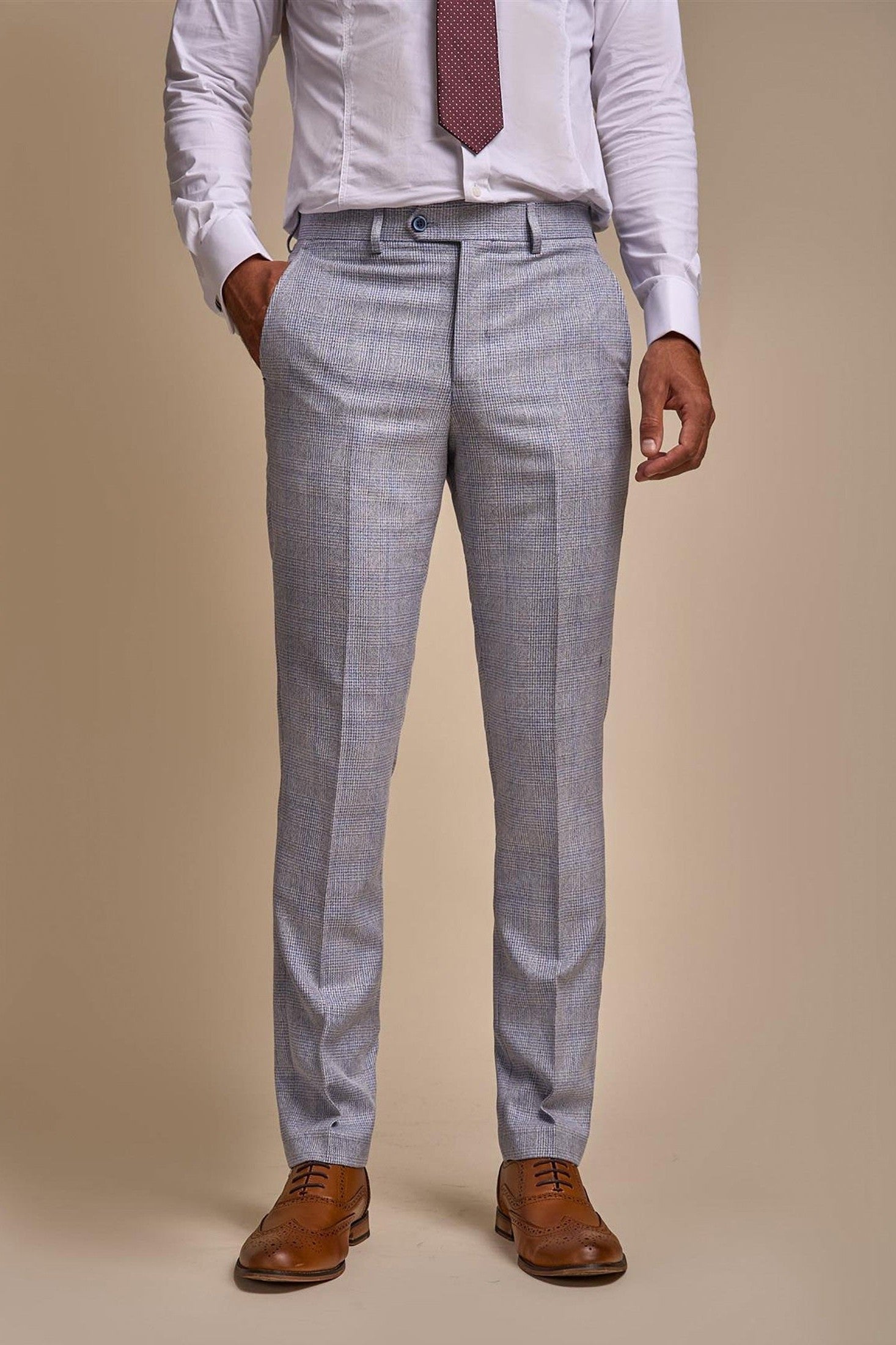 MENS CARIDI SKY BLUE TAILORED FIT THREE PIECE SUIT CAVANI