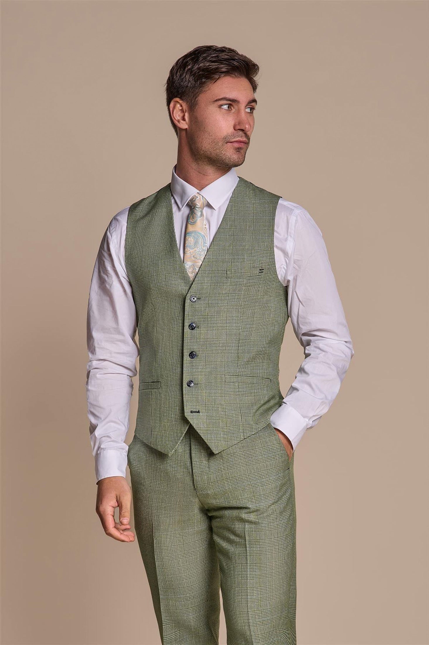 MENS CARIDI SAGE THREE PIECE SUIT CAVANI