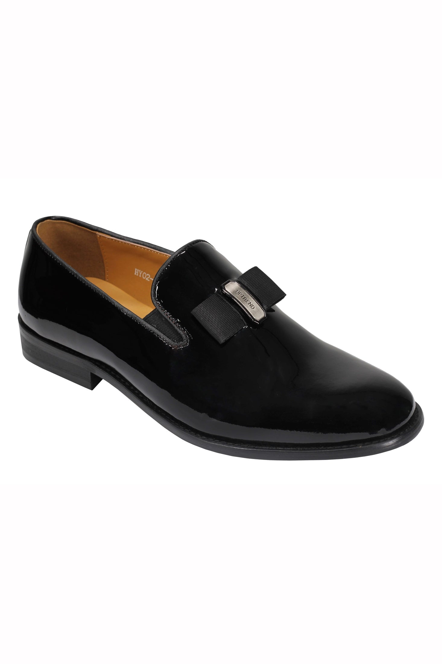 Mens Black Patent Real Genuine Leather Loafers Bow Trimmed Wedding Dress Shoes