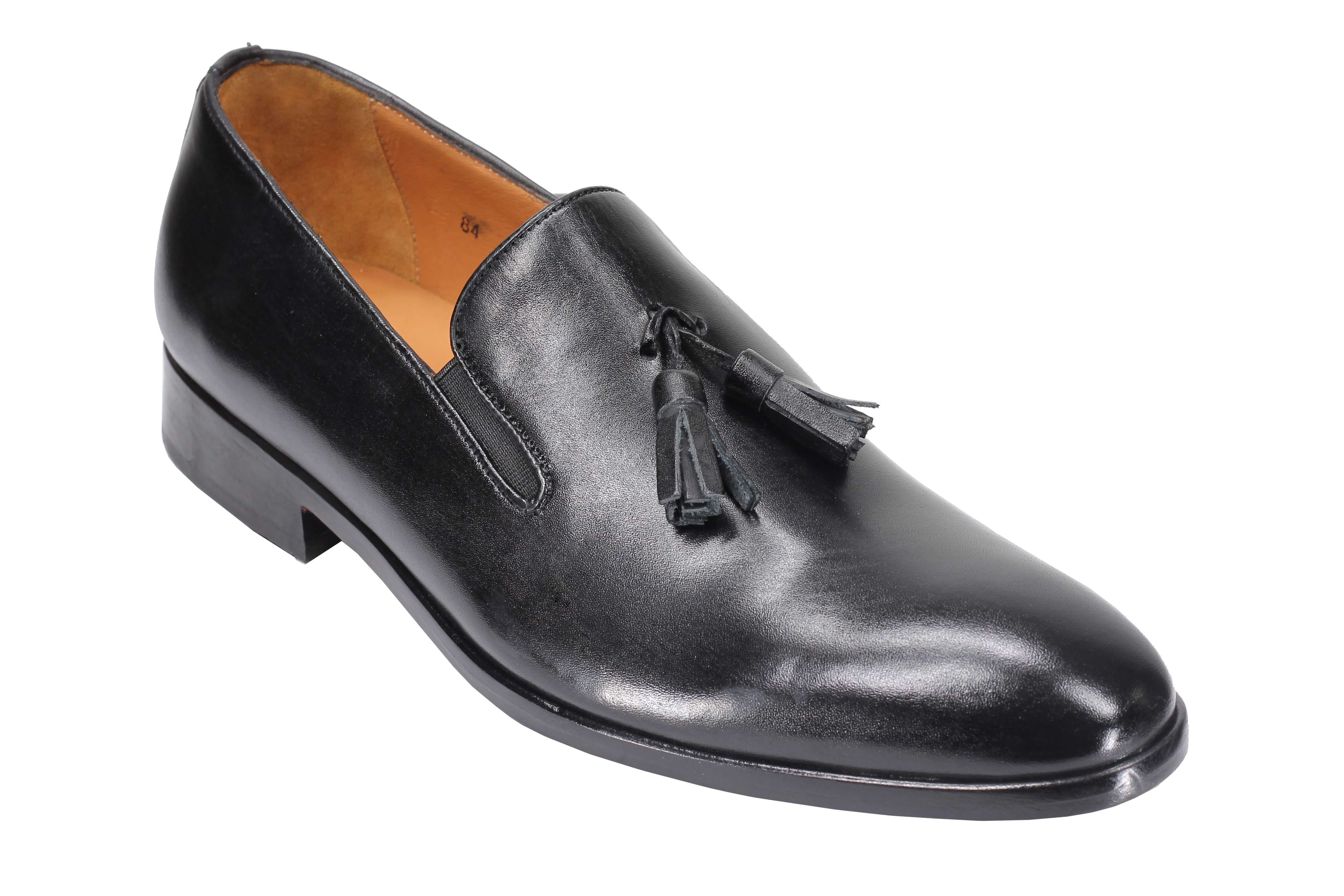 BLACK CALF LEATHER TASSEL LOAFERS