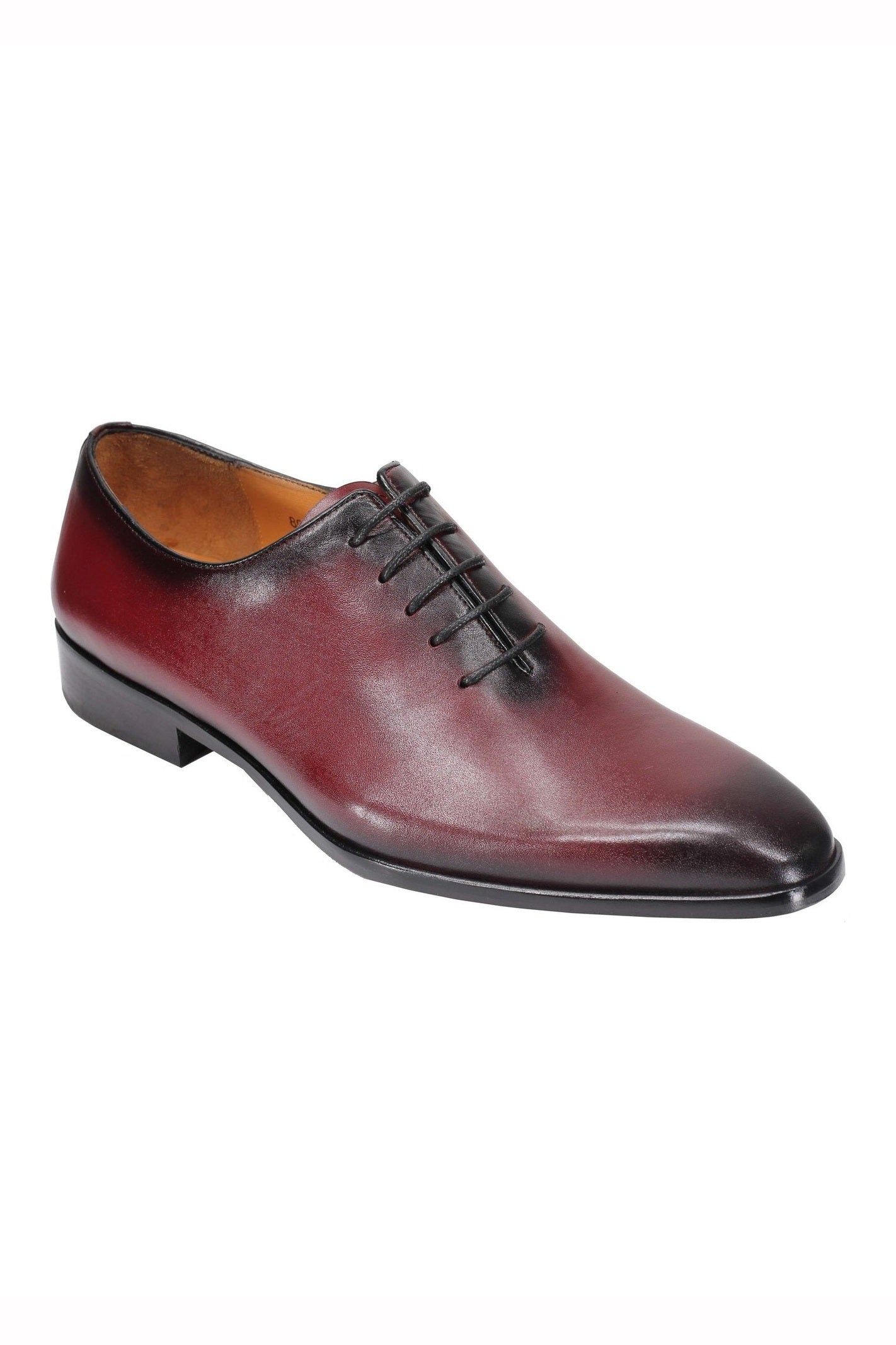 MAROON CALF LEATHER WHOLECUT OXFORD LACE UP SHOES