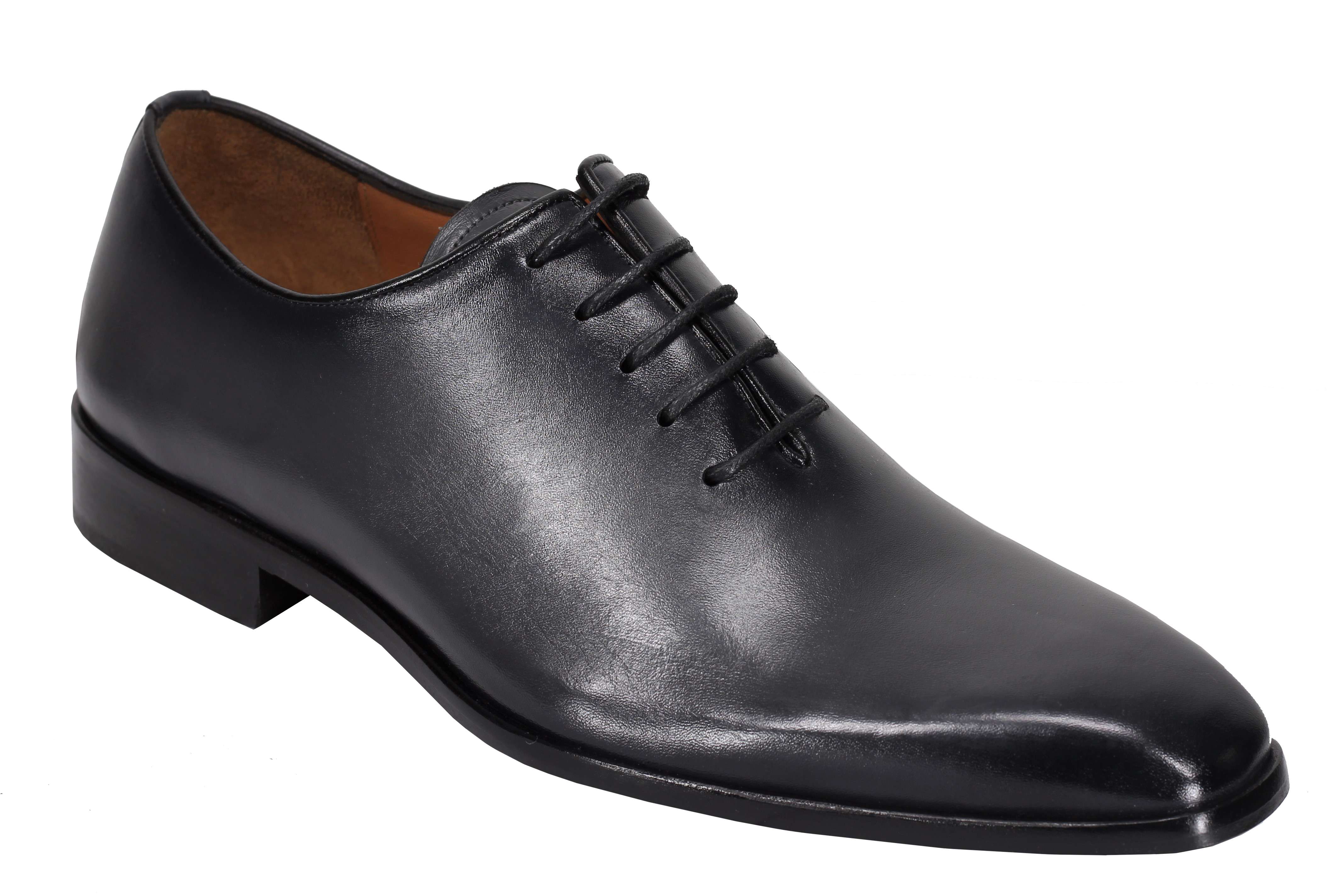 GREY CALF LEATHER WHOLECUT OXFORD LACE UP SHOES
