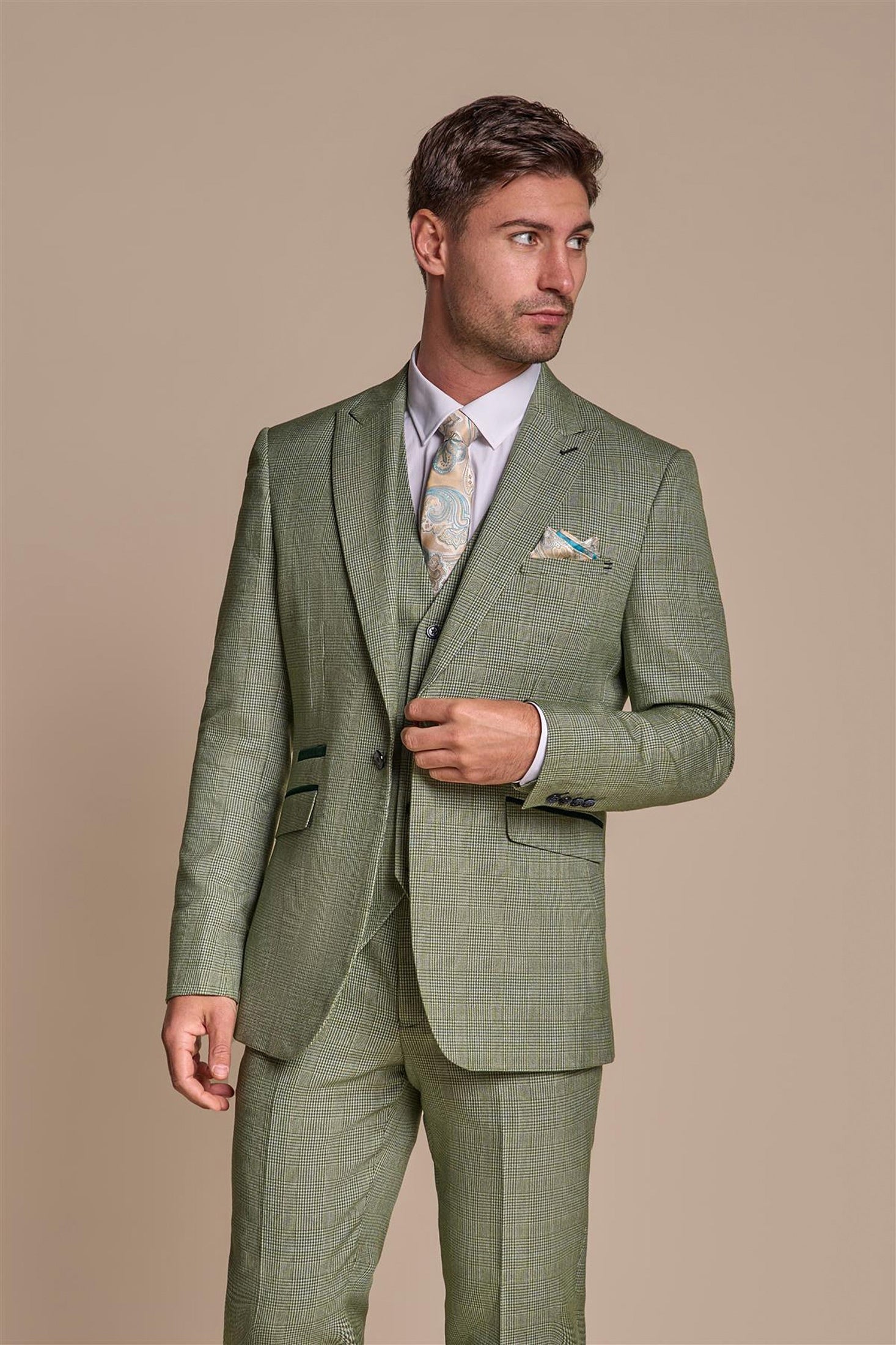 MENS CARIDI SAGE THREE PIECE SUIT CAVANI