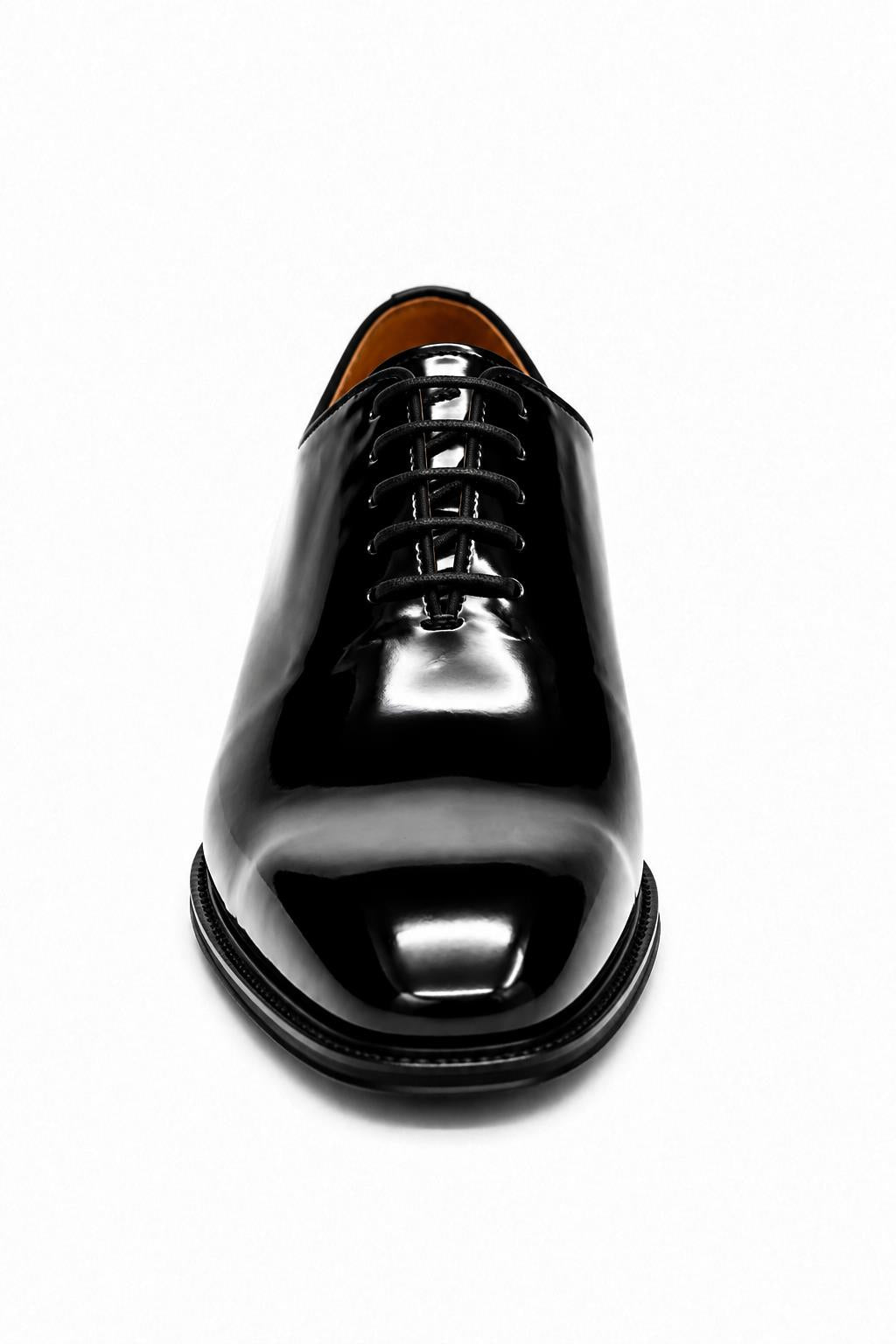MIRO 1 Men’s Black Hi-Shine Patent Leather Wholecut Oxford Shoes Sartorial Shoes