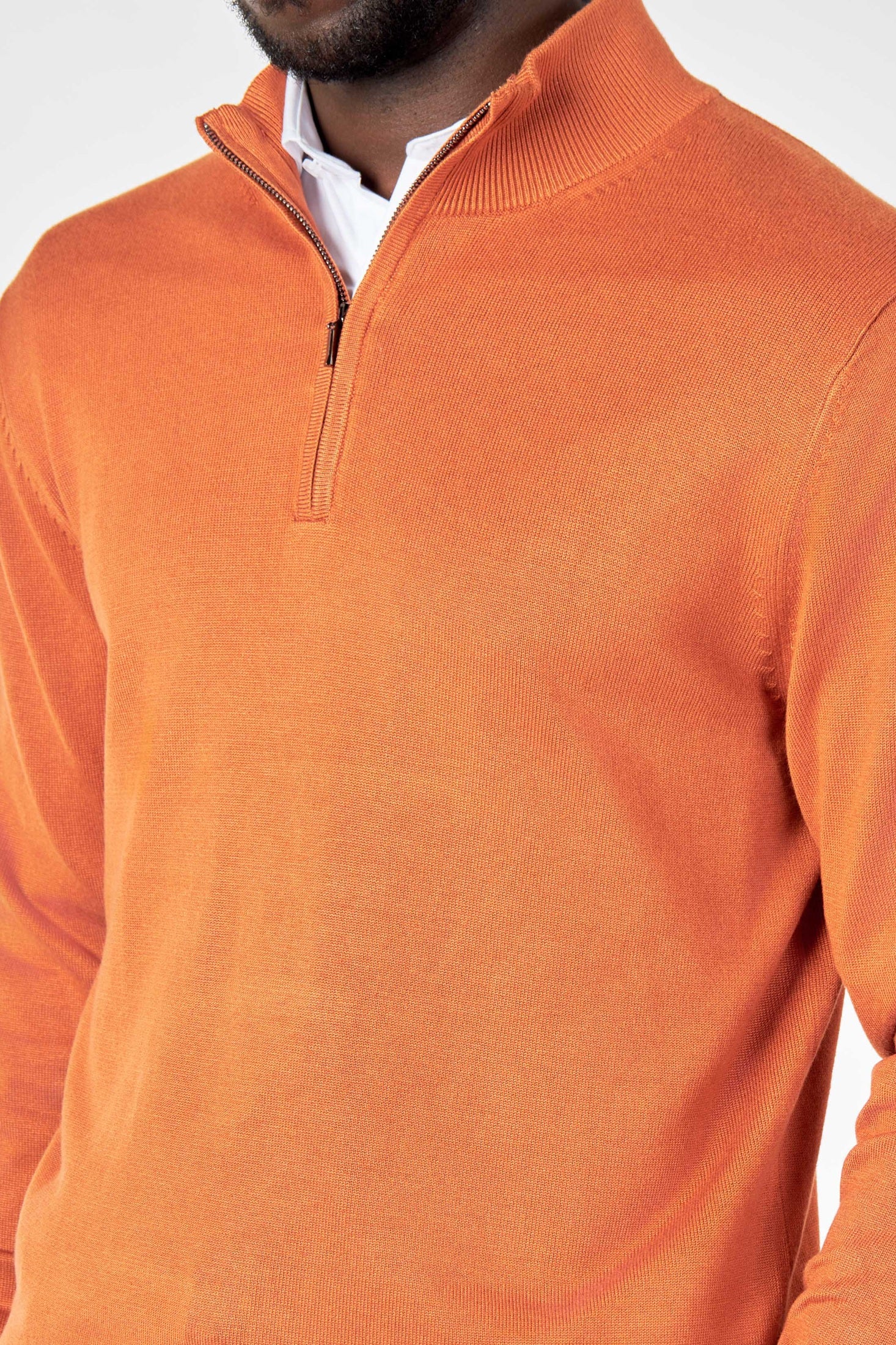 ORANGE 100% COTTON KNIT ZIP NECK JUMPER