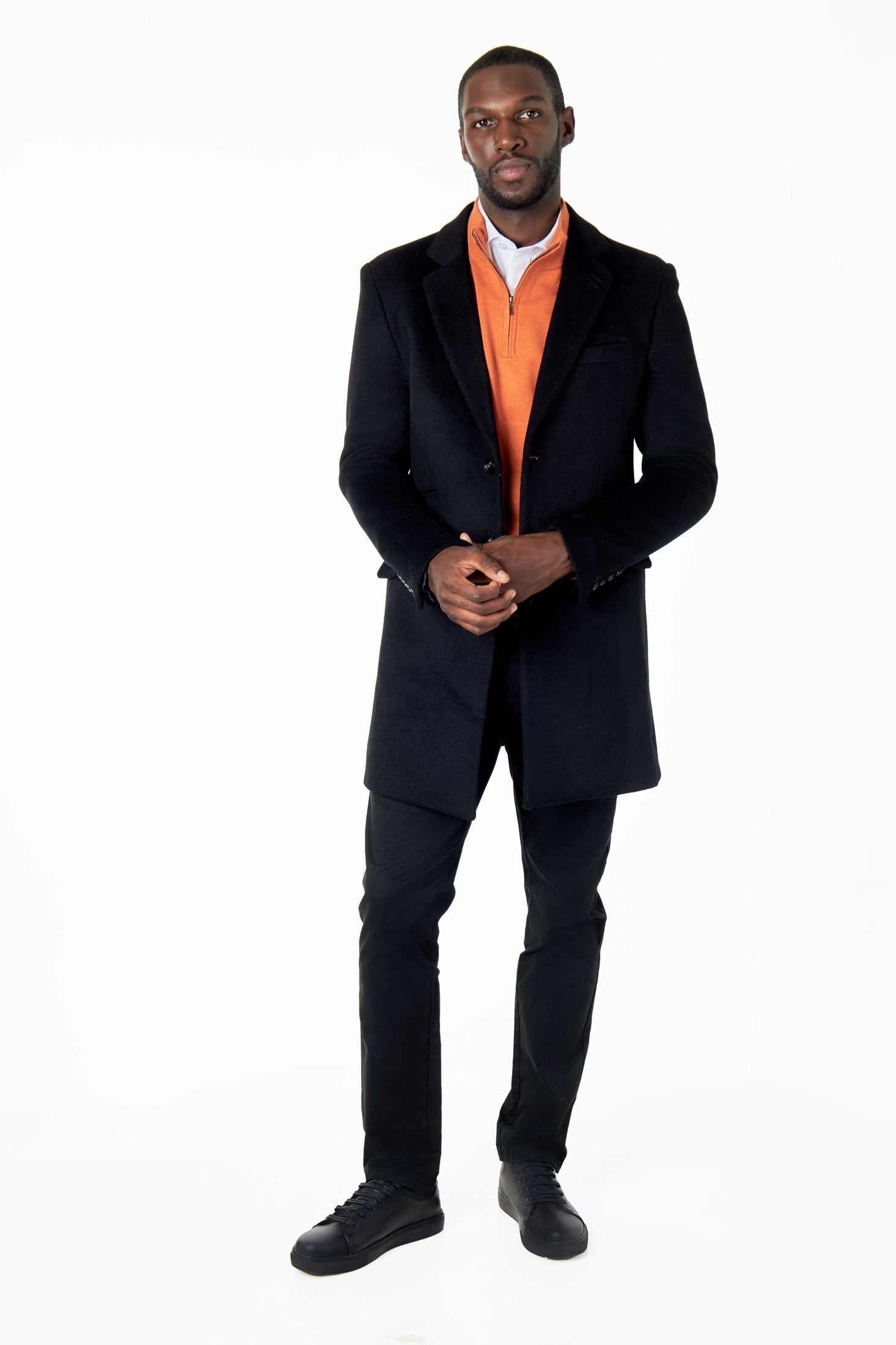 ORANGE 100% COTTON KNIT ZIP NECK JUMPER