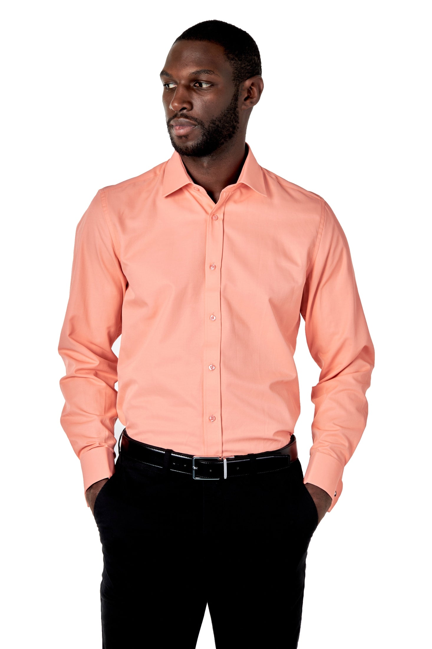 PLAIN PEACH CLASSIC SHIRT - TAILORED FIT – MID COLLAR