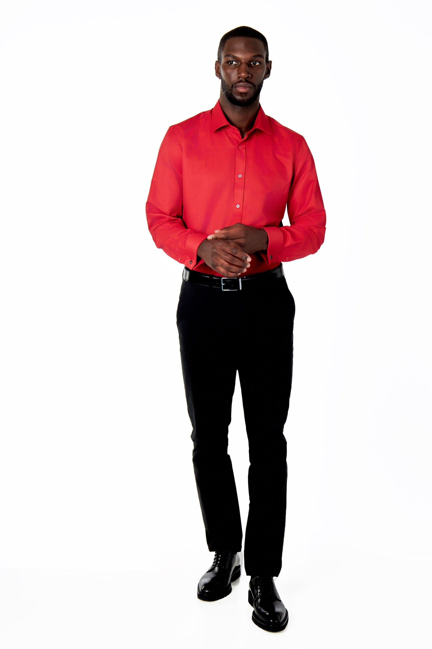 CLASSIC RED DOUBLE CUFF TAILORED FIT SHIRT WITH CUFFLINKS