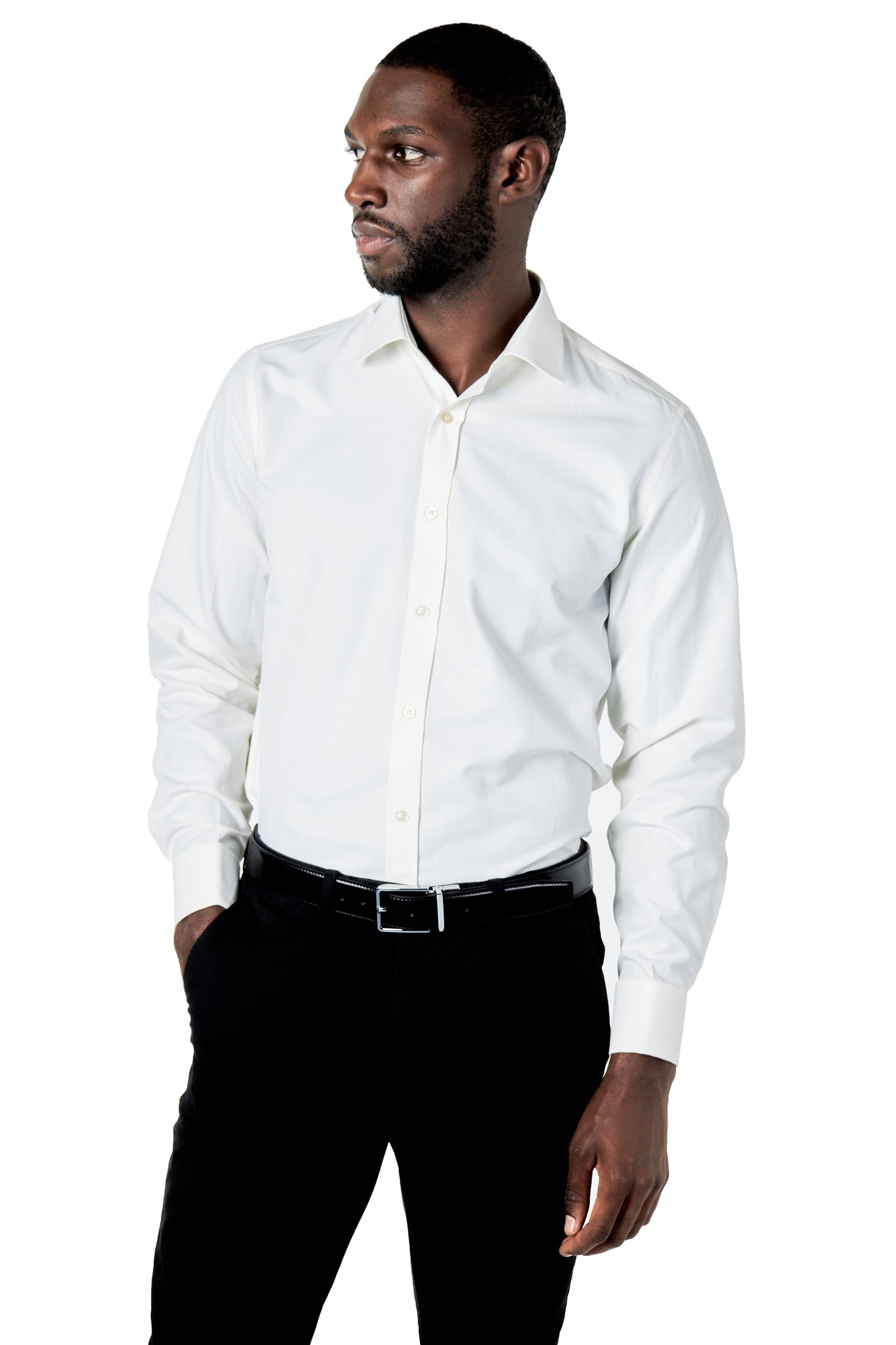 PLAIN CREAM CLASSIC SHIRT - TAILORED FIT – MID COLLAR