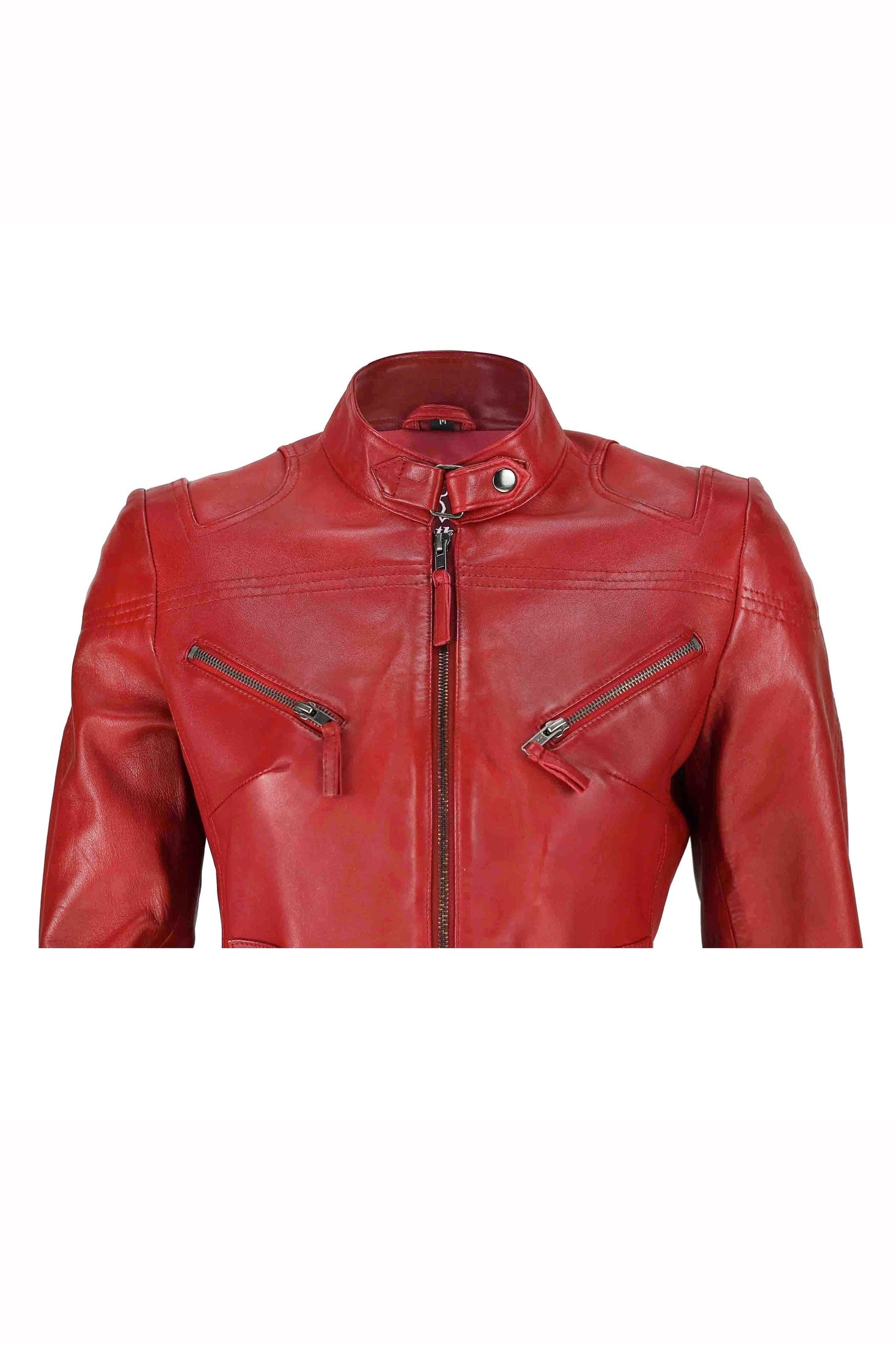 Retro Leather Biker Jacket Red