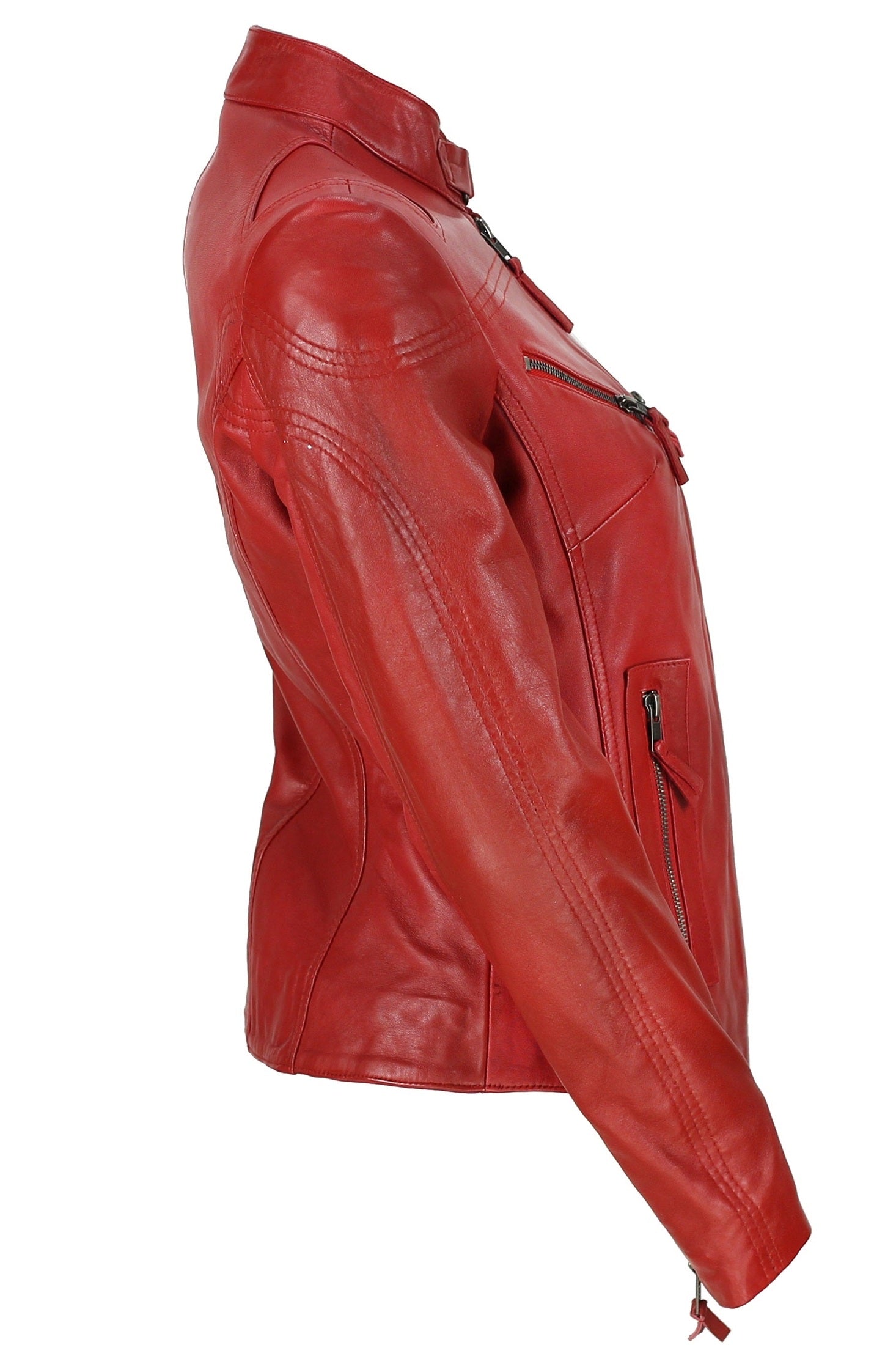 Retro Leather Biker Jacket Red