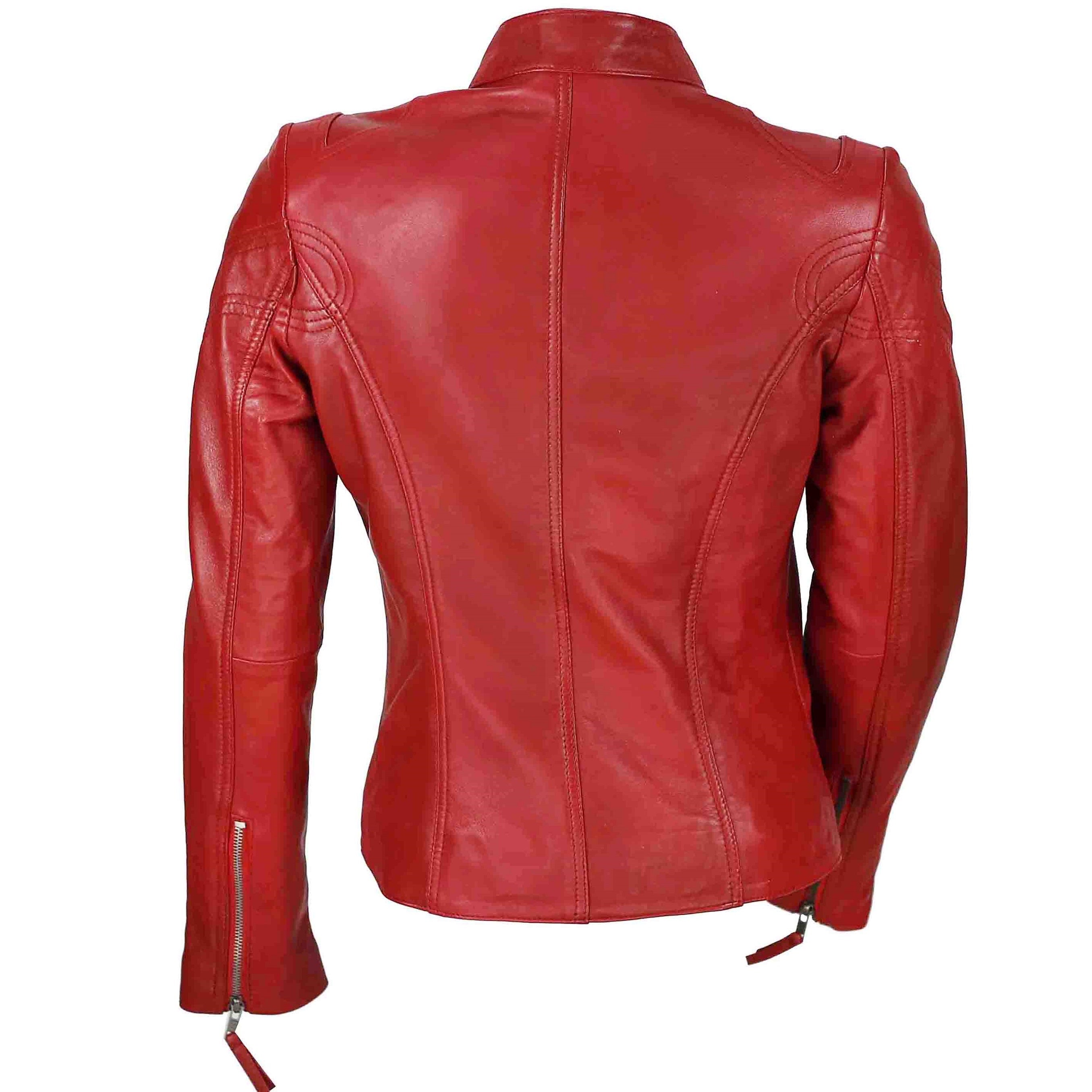 Retro Leather Biker Jacket Red