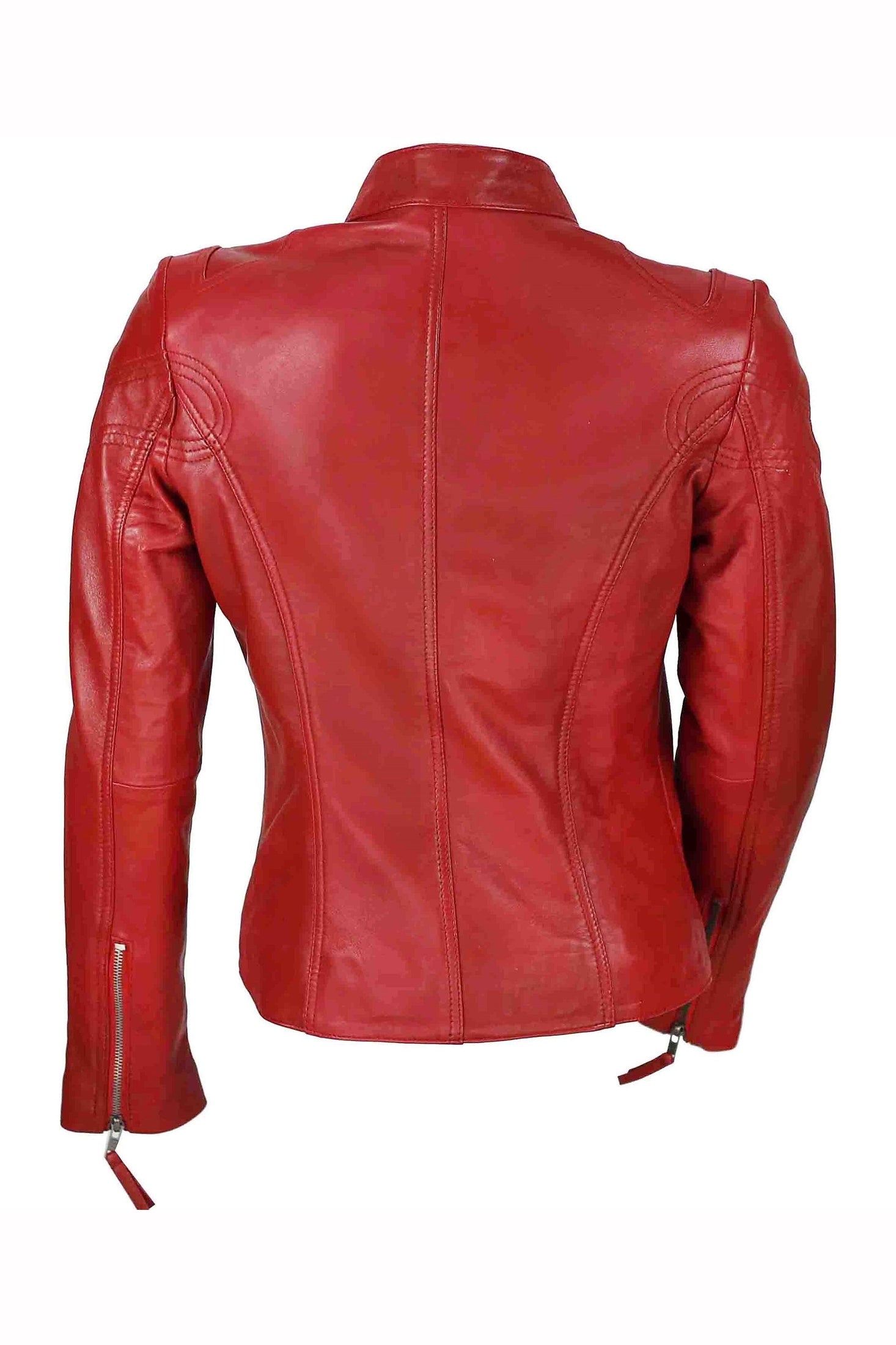 Retro Leather Biker Jacket Red