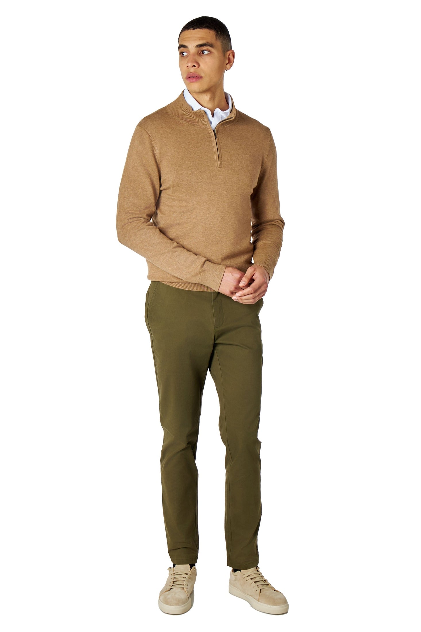 KHAKI MENS STRETCH COTTON SMART CHINOS