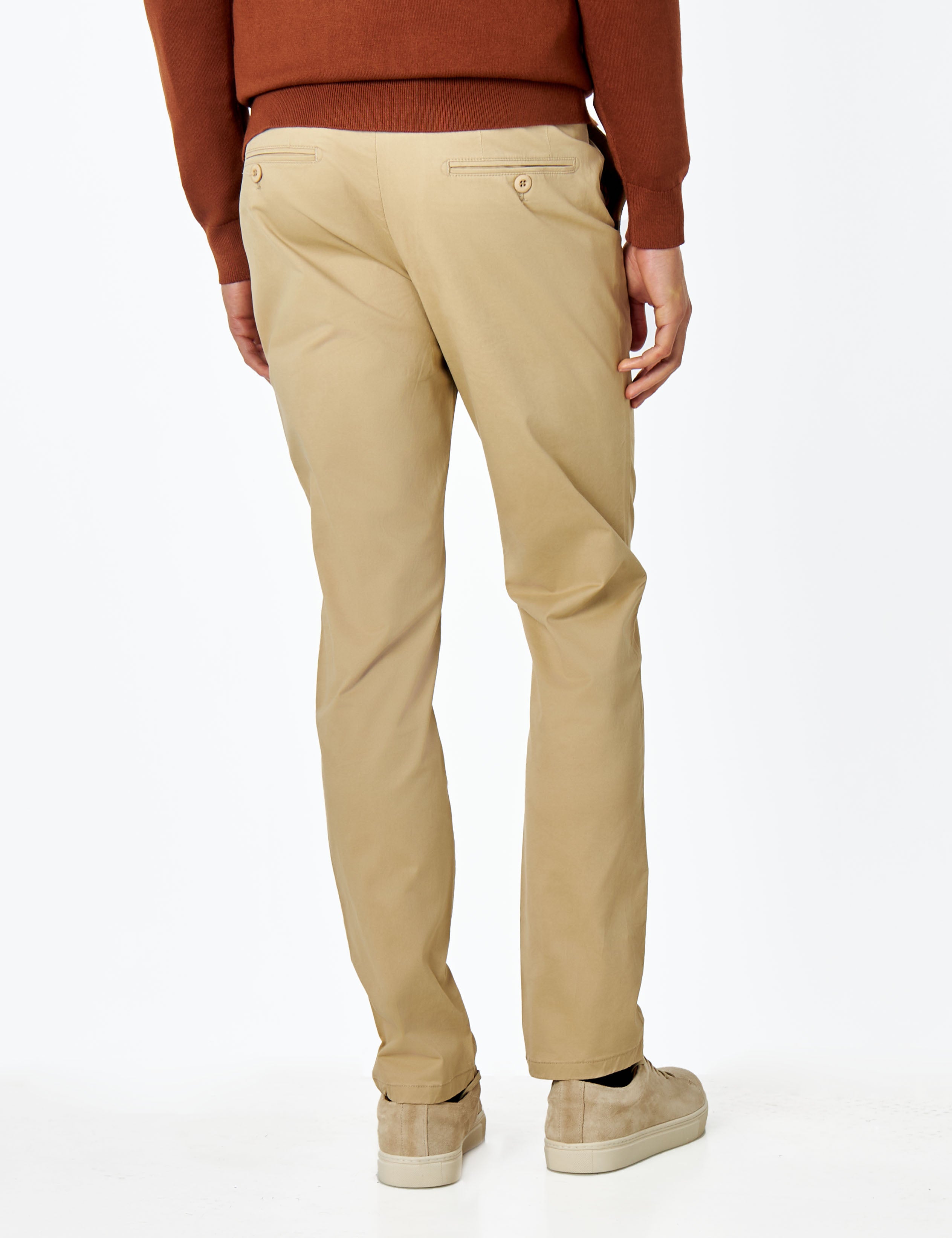 SAND BEIGE MENS STRETCH COTTON SMART CHINOS