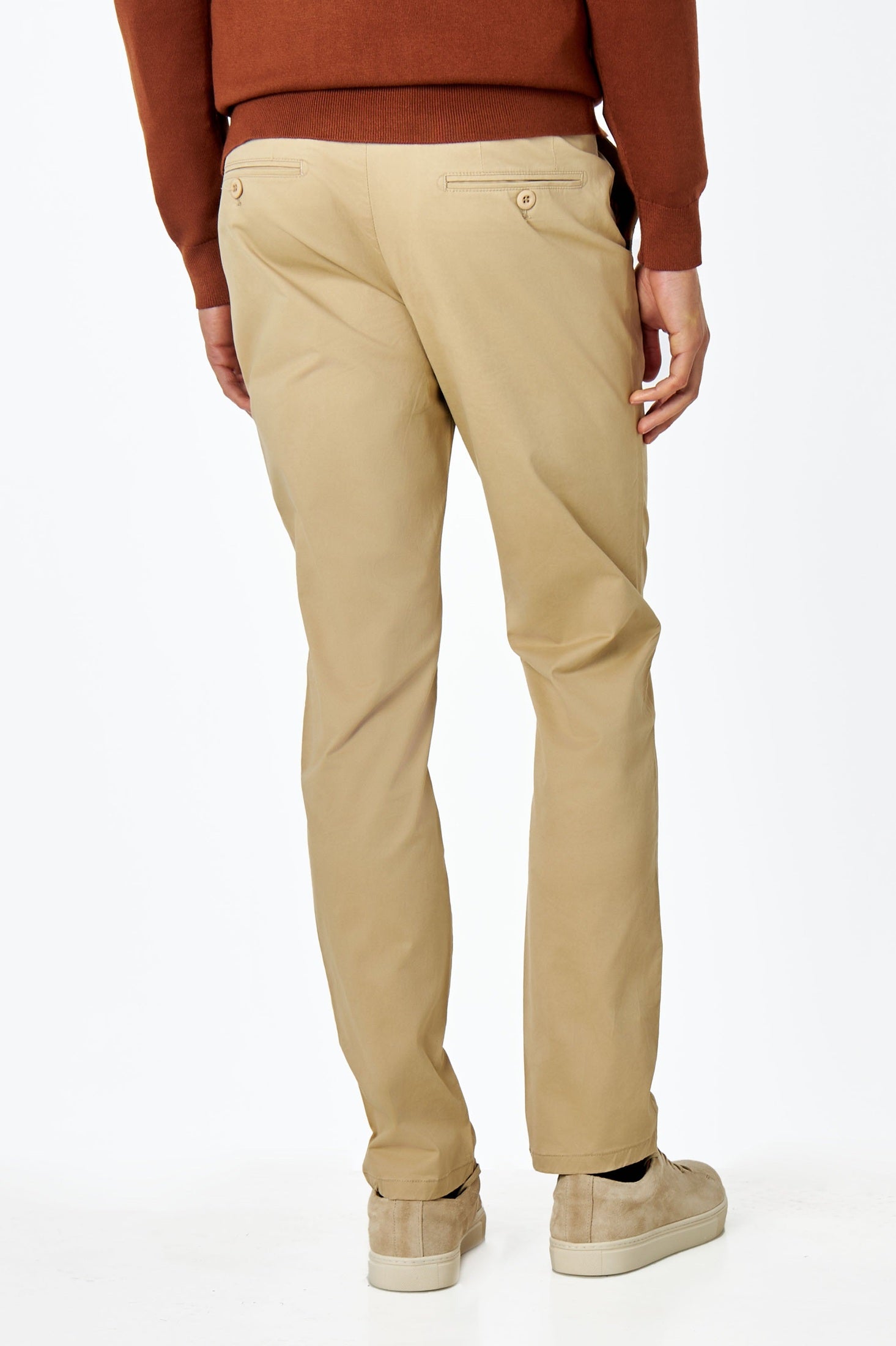 SAND BEIGE MENS STRETCH COTTON SMART CHINOS