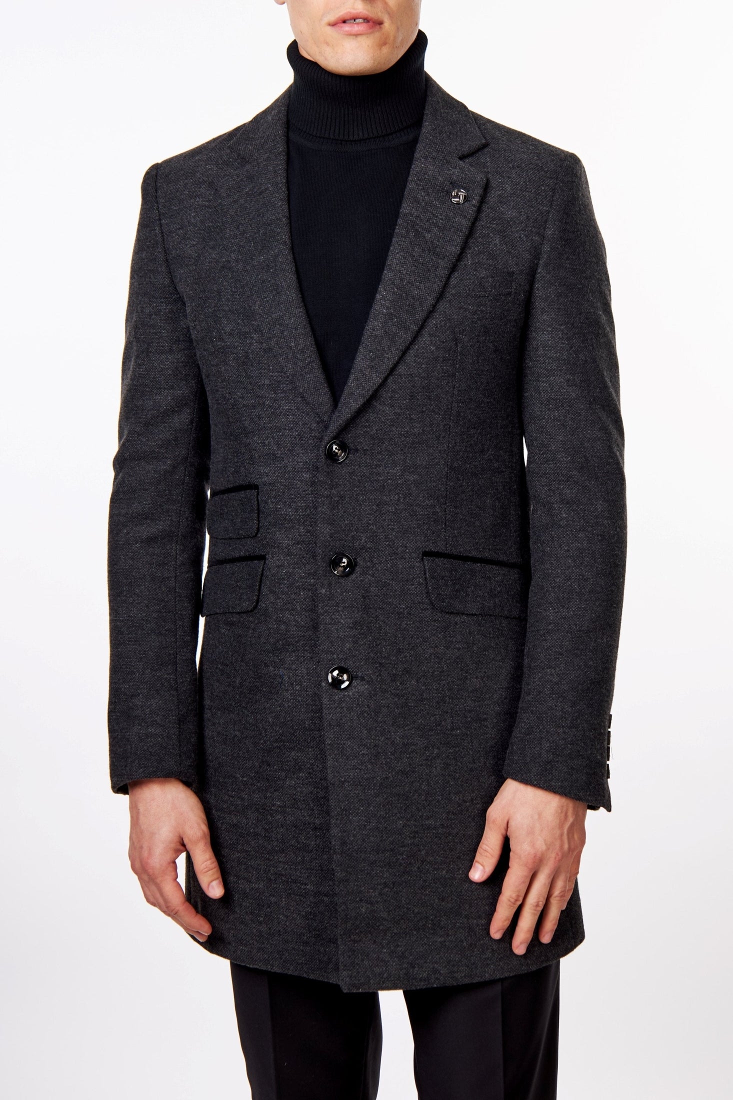 NESTOR – GREY TWEED WOOL BLEND OVERCOAT