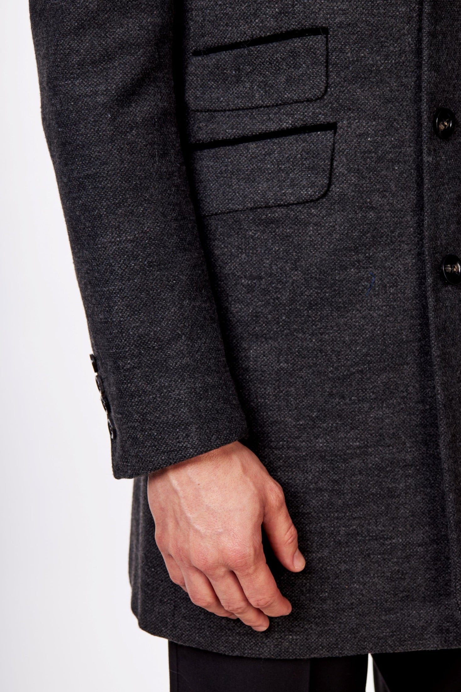 NESTOR – GREY TWEED WOOL BLEND OVERCOAT